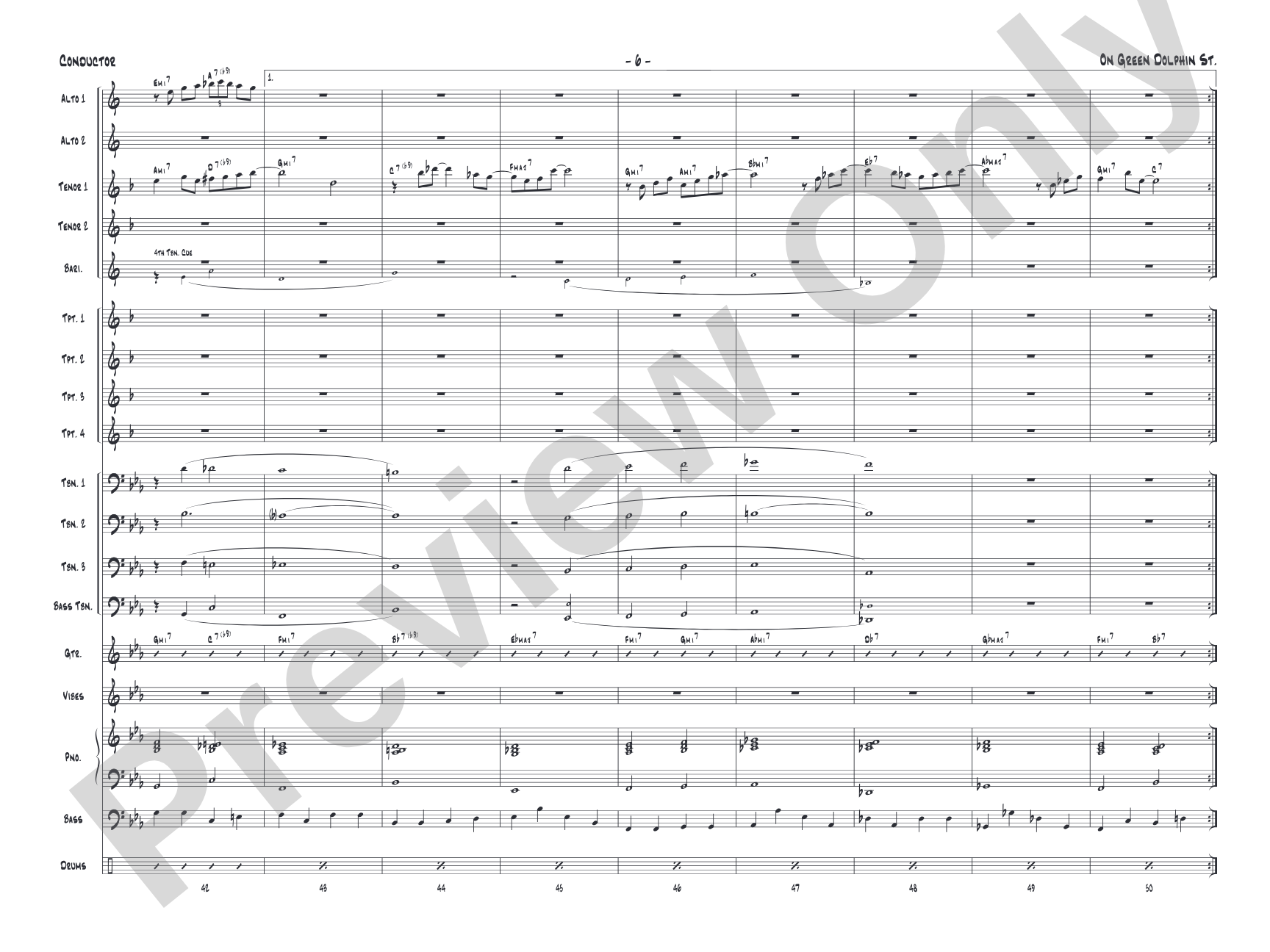 On Green Dolphin Street: Jazz Ensemble Conductor Score & Parts