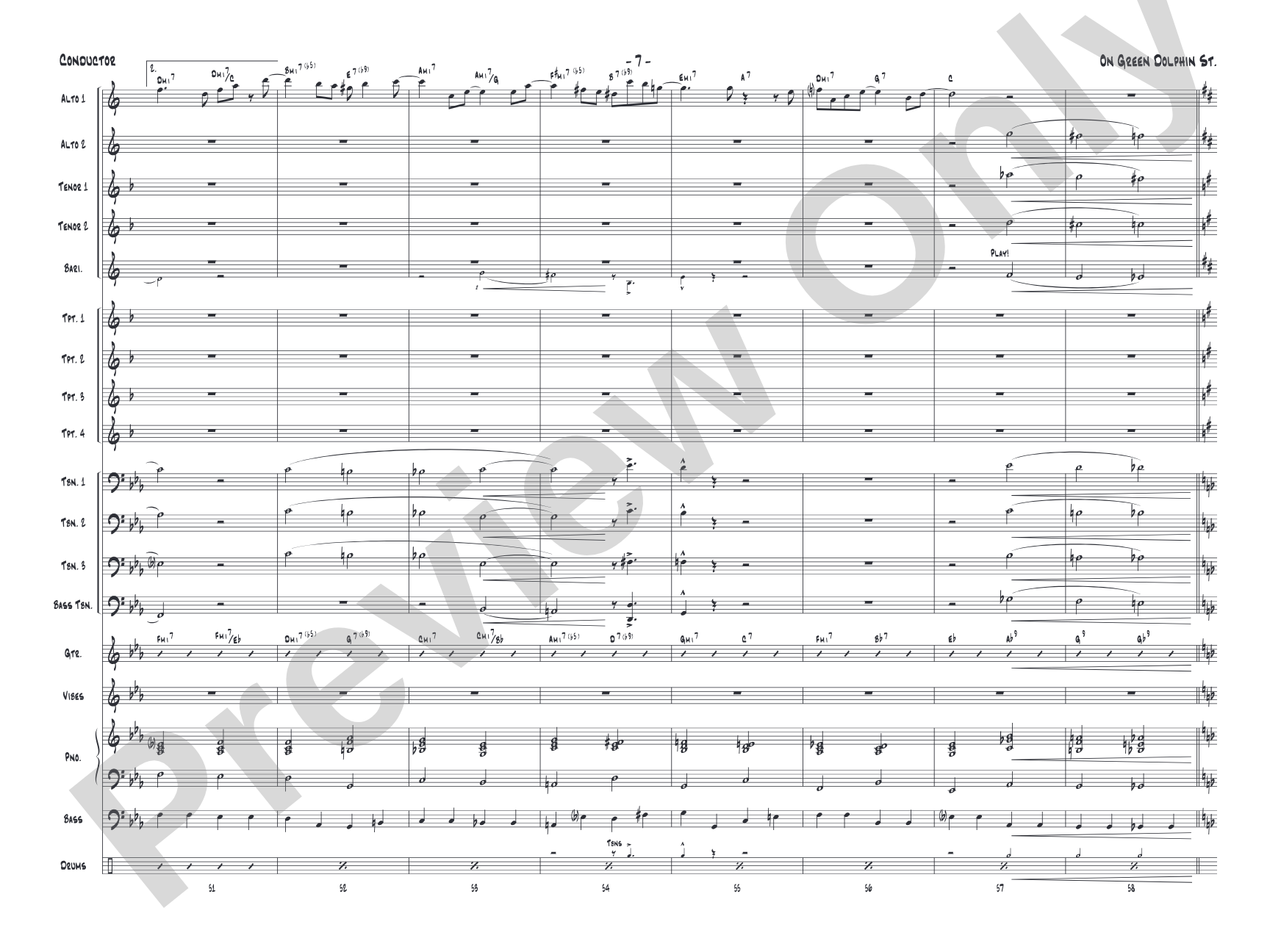 On Green Dolphin Street: Jazz Ensemble Conductor Score & Parts