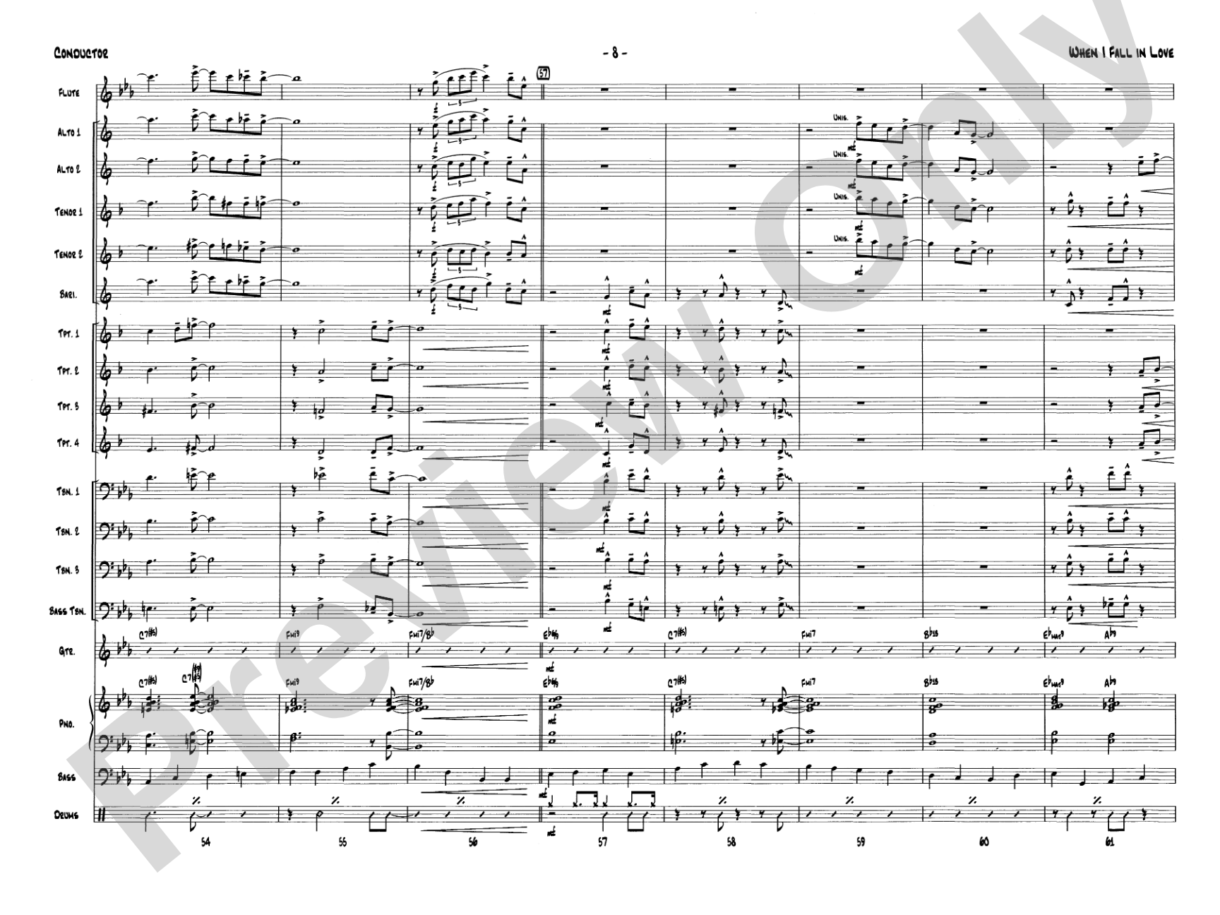 When I Fall in Love: Jazz Ensemble Conductor Score & Parts