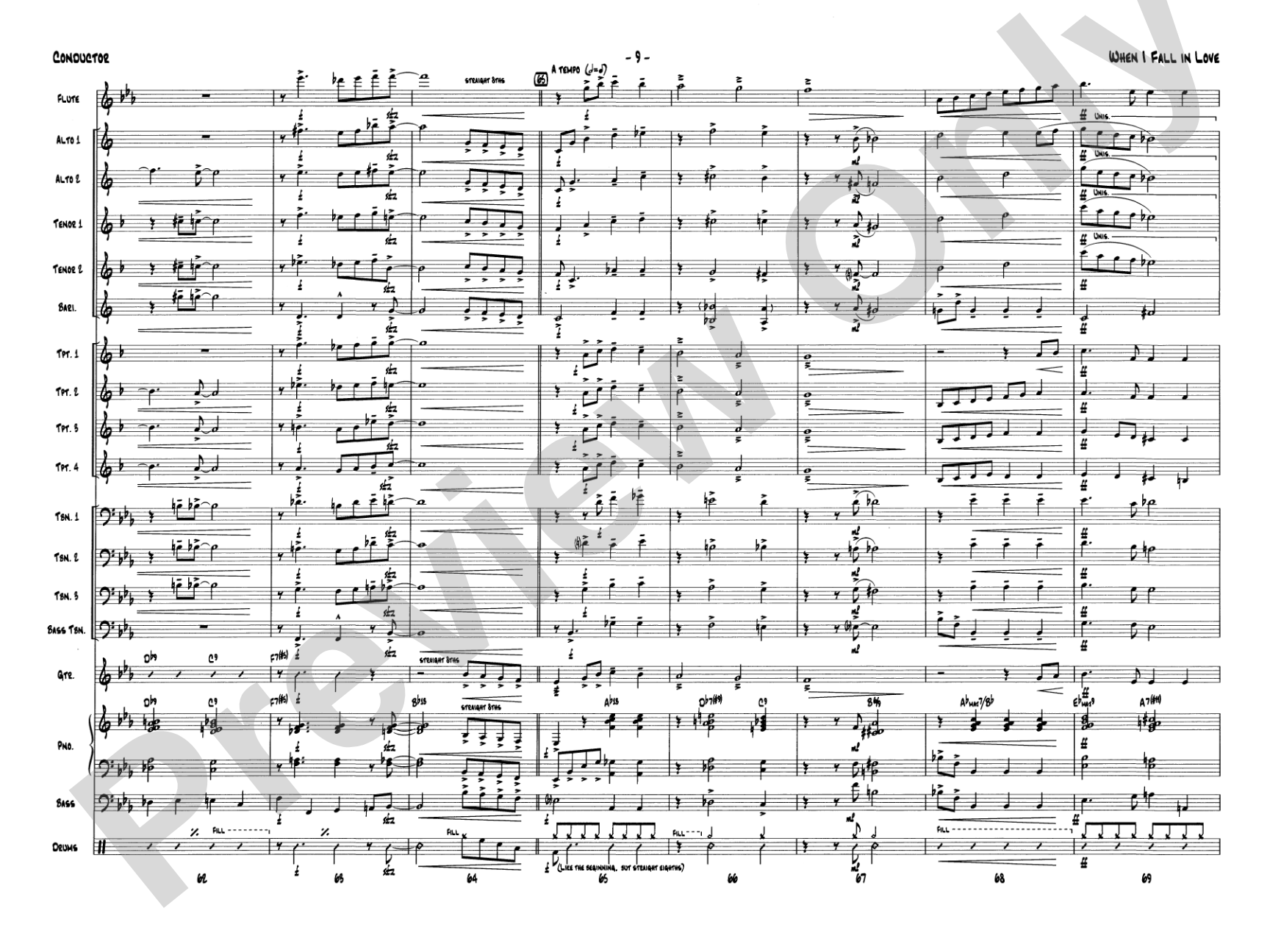When I Fall in Love: Jazz Ensemble Conductor Score & Parts