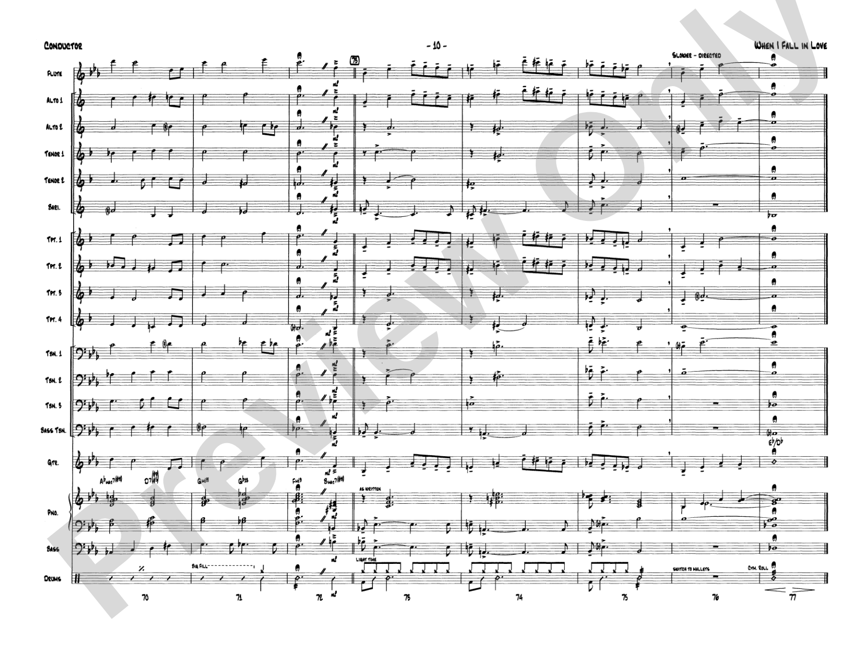 When I Fall in Love: Jazz Ensemble Conductor Score & Parts