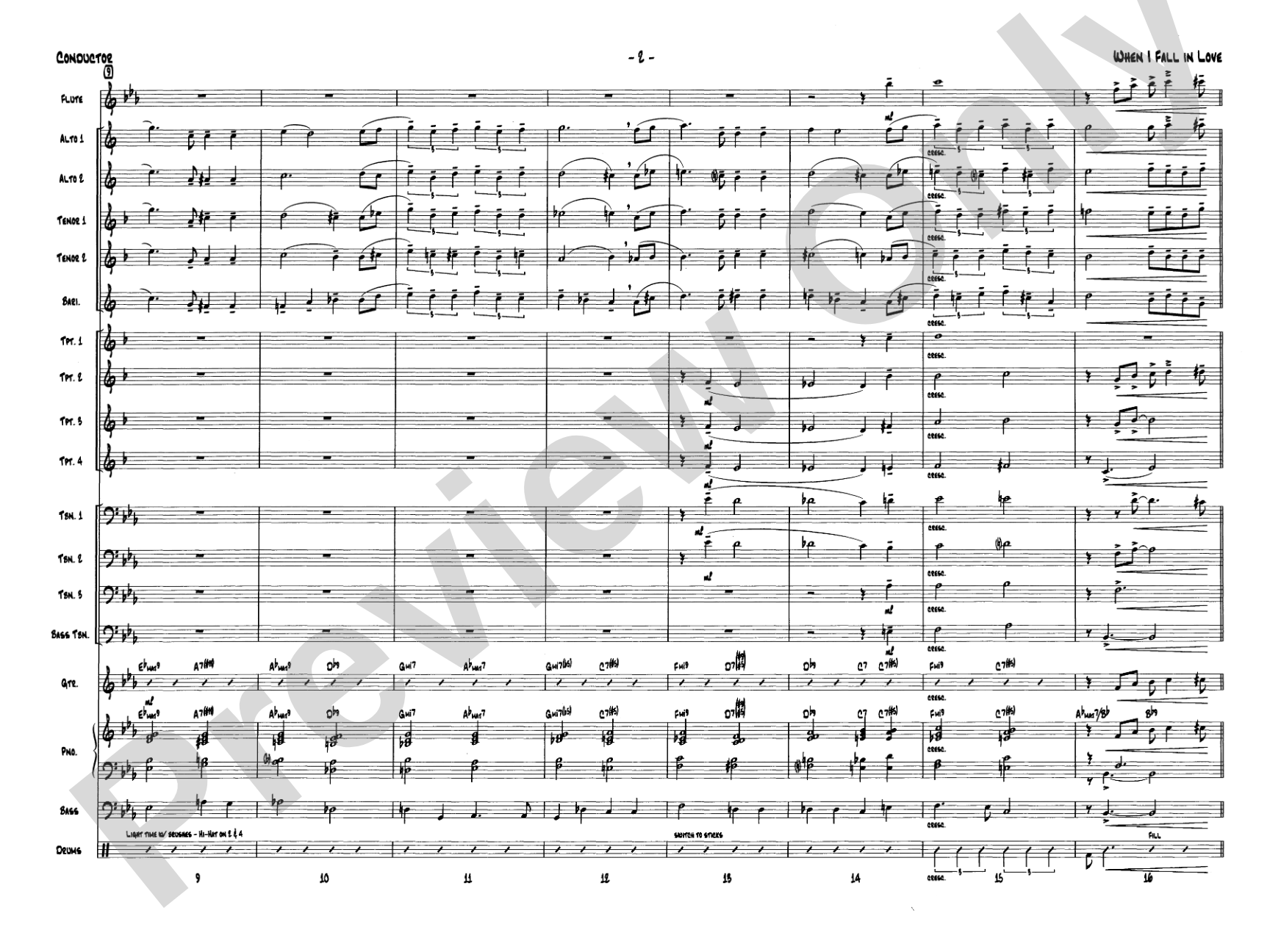 When I Fall in Love: Jazz Ensemble Conductor Score & Parts