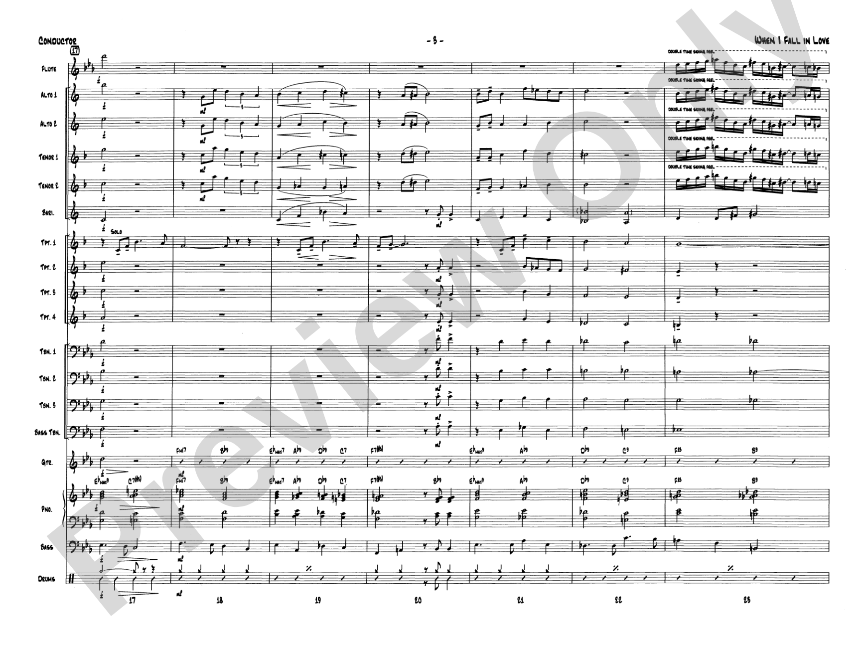 When I Fall in Love: Jazz Ensemble Conductor Score & Parts