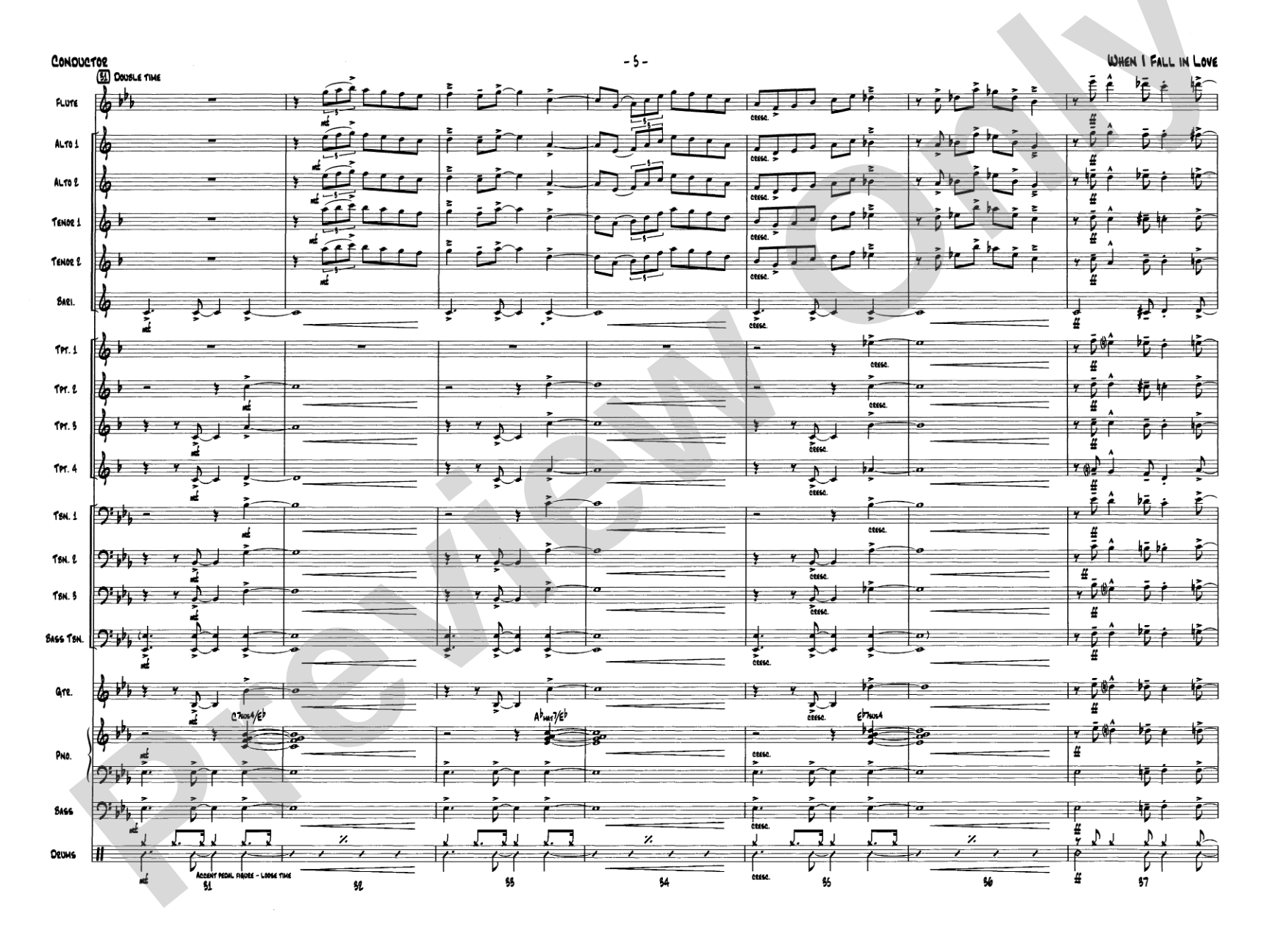 When I Fall in Love: Jazz Ensemble Conductor Score & Parts