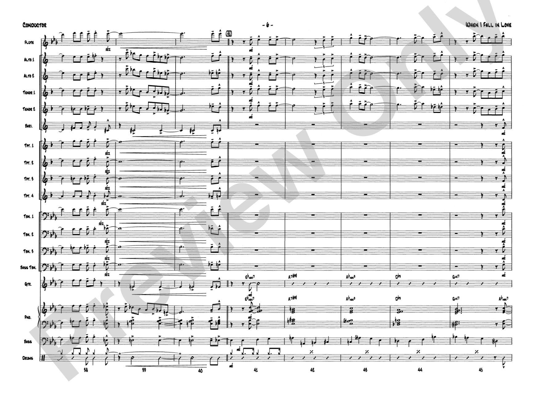 When I Fall in Love: Jazz Ensemble Conductor Score & Parts