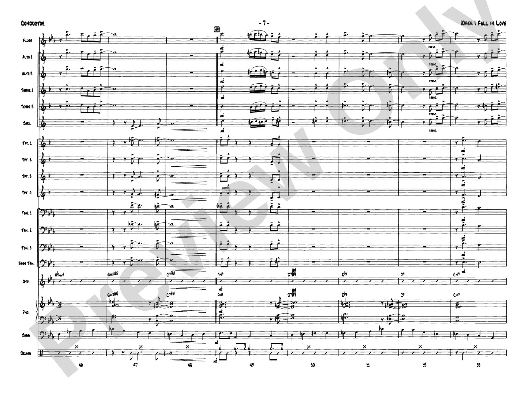 When I Fall in Love: Jazz Ensemble Conductor Score & Parts