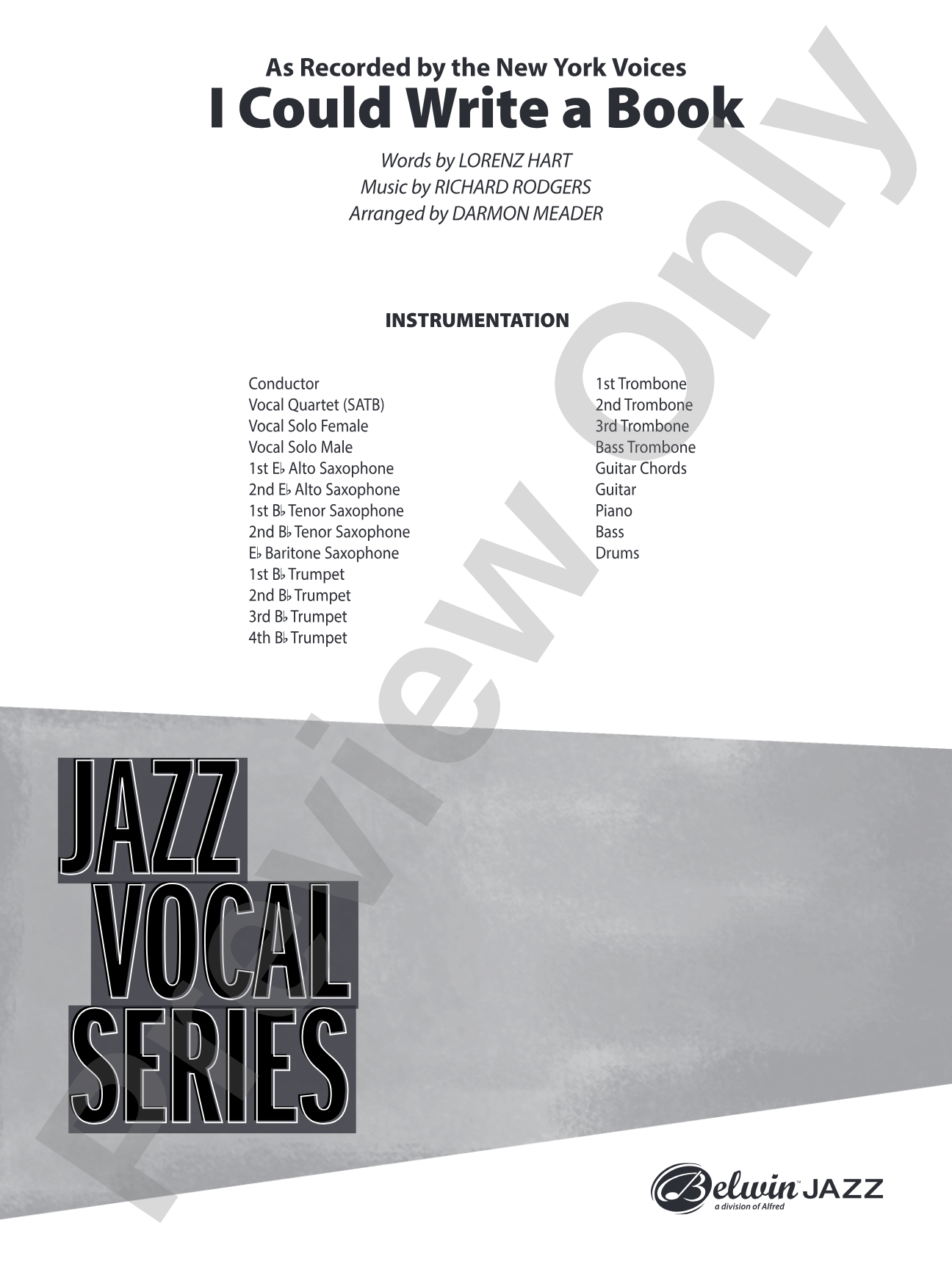 I Could Write a Book: Vocal Solo with Jazz Ensemble Conductor Score & Parts