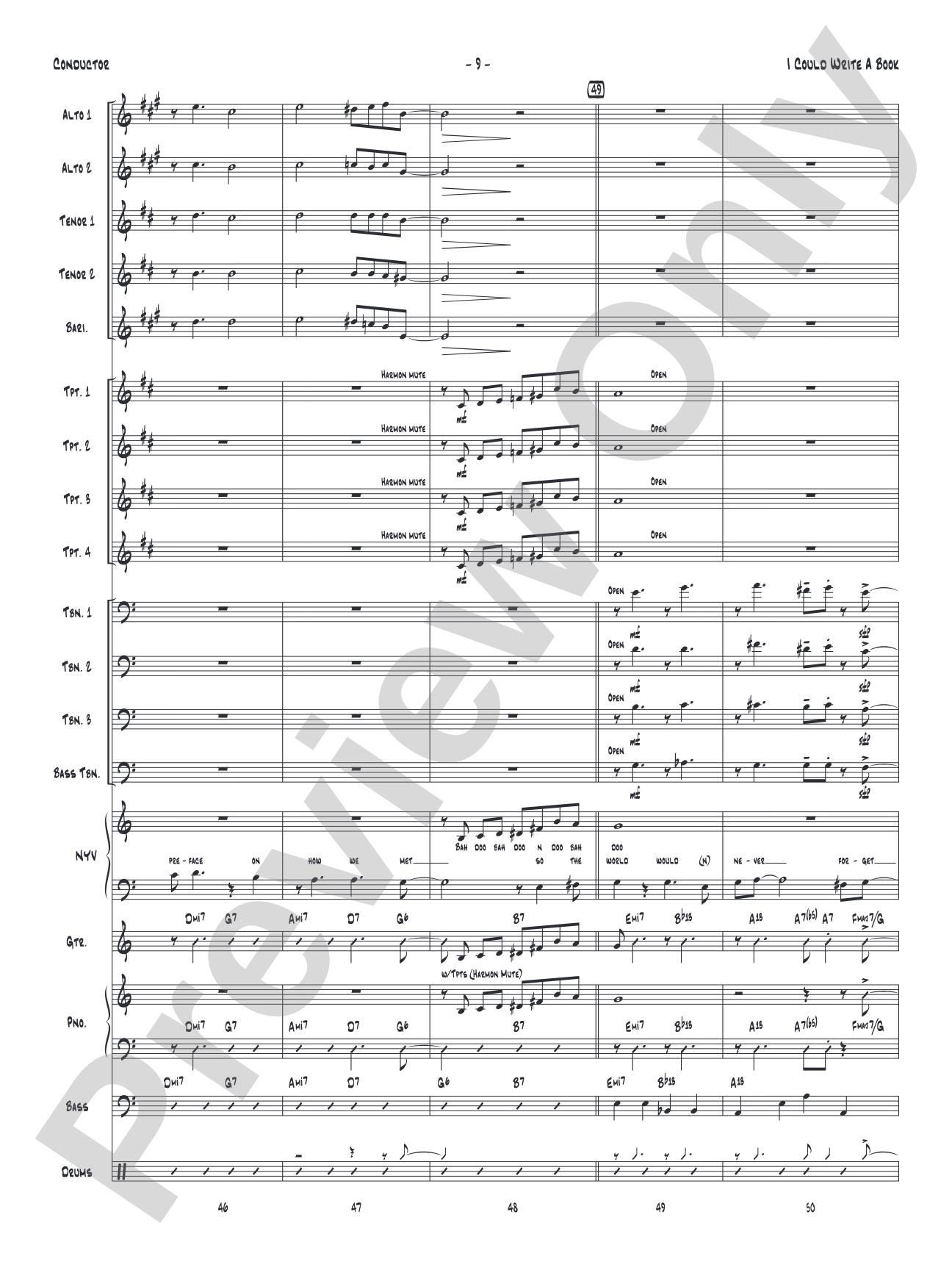 I Could Write a Book: Vocal Solo with Jazz Ensemble Conductor Score & Parts