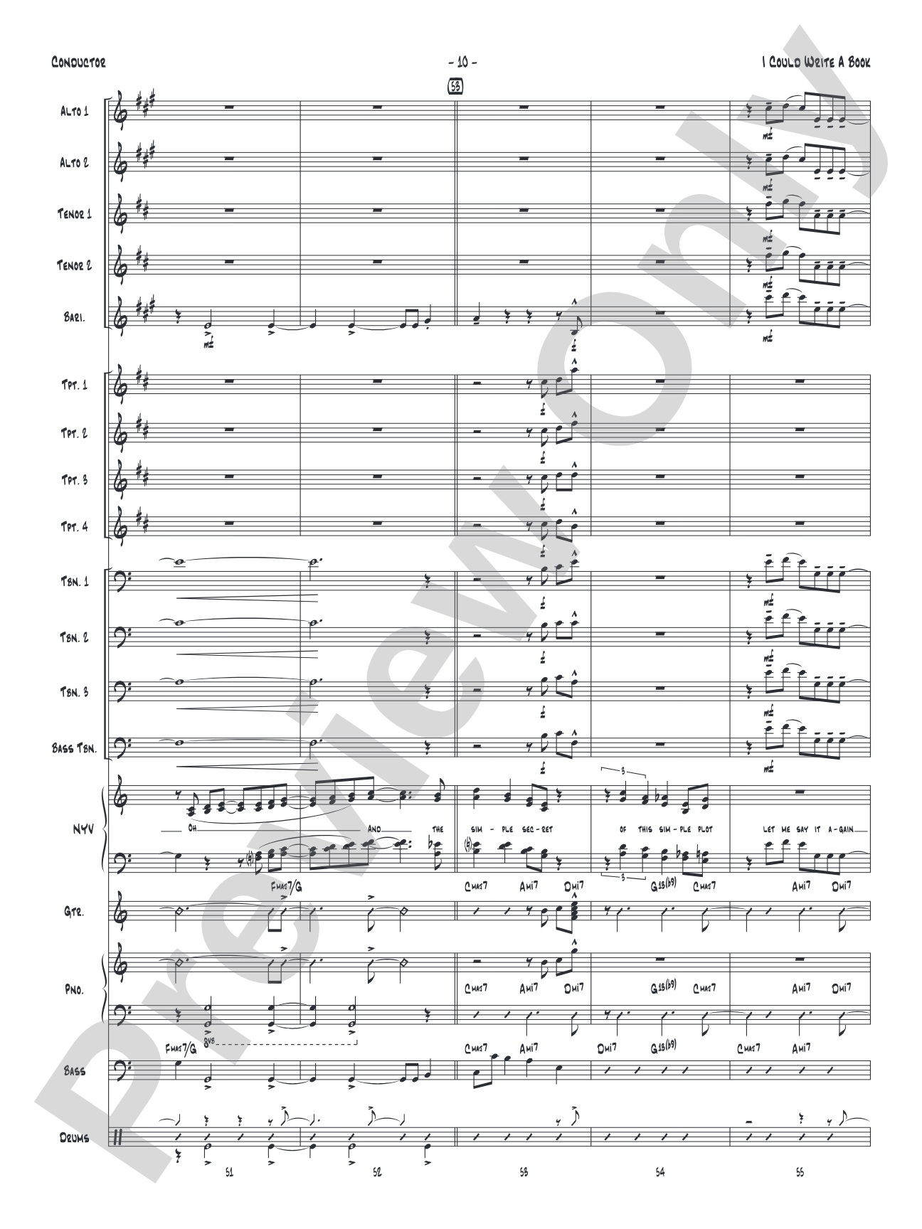 I Could Write a Book: Vocal Solo with Jazz Ensemble Conductor Score & Parts