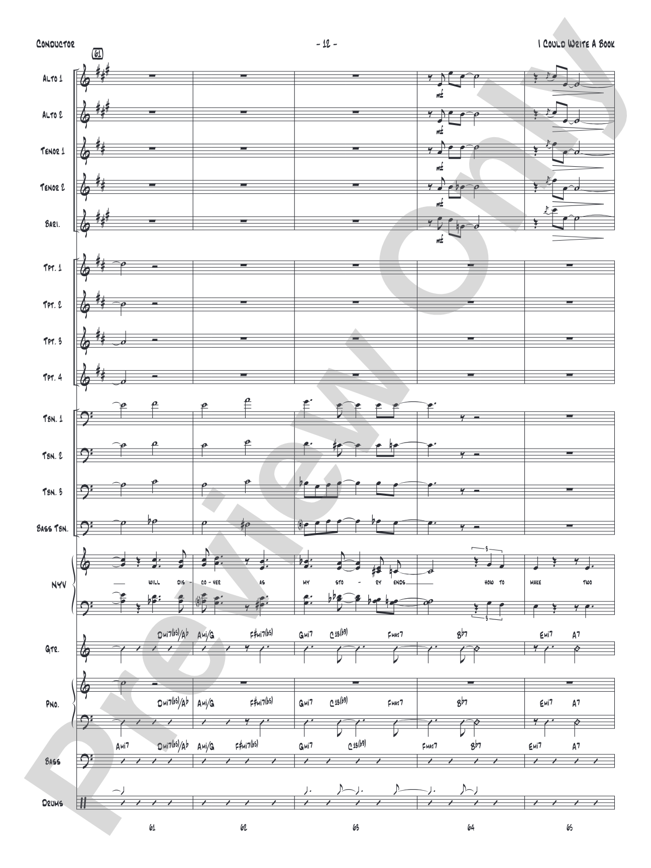 I Could Write a Book: Vocal Solo with Jazz Ensemble Conductor Score & Parts