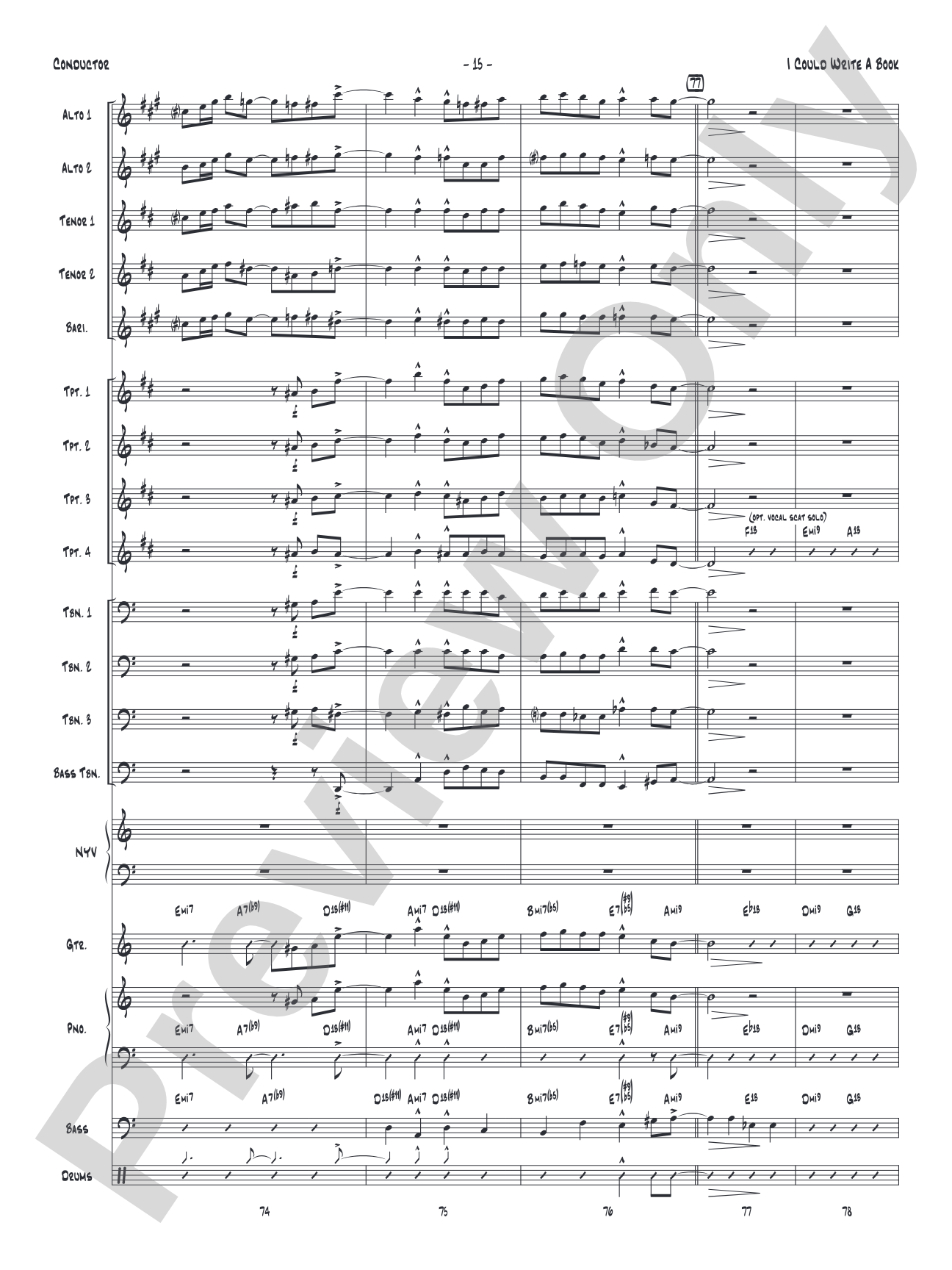 I Could Write a Book: Vocal Solo with Jazz Ensemble Conductor Score & Parts