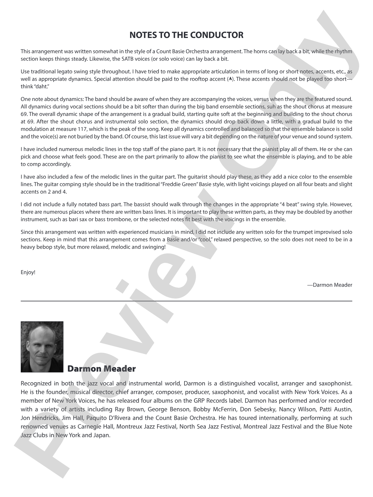 I Could Write a Book: Vocal Solo with Jazz Ensemble Conductor Score & Parts