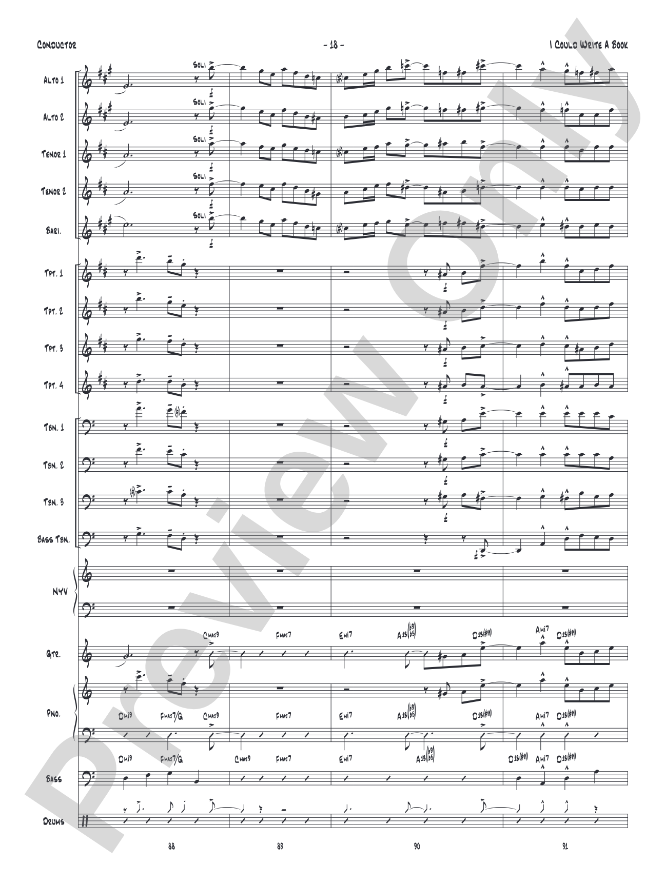 I Could Write a Book: Vocal Solo with Jazz Ensemble Conductor Score & Parts