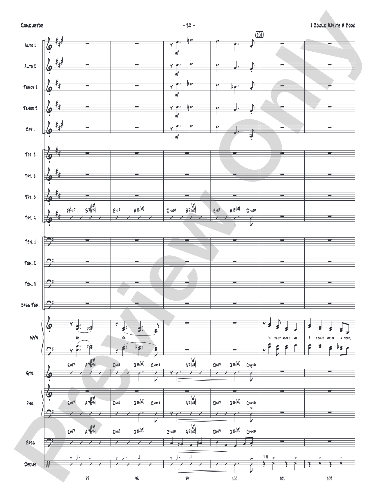 I Could Write a Book: Vocal Solo with Jazz Ensemble Conductor Score & Parts