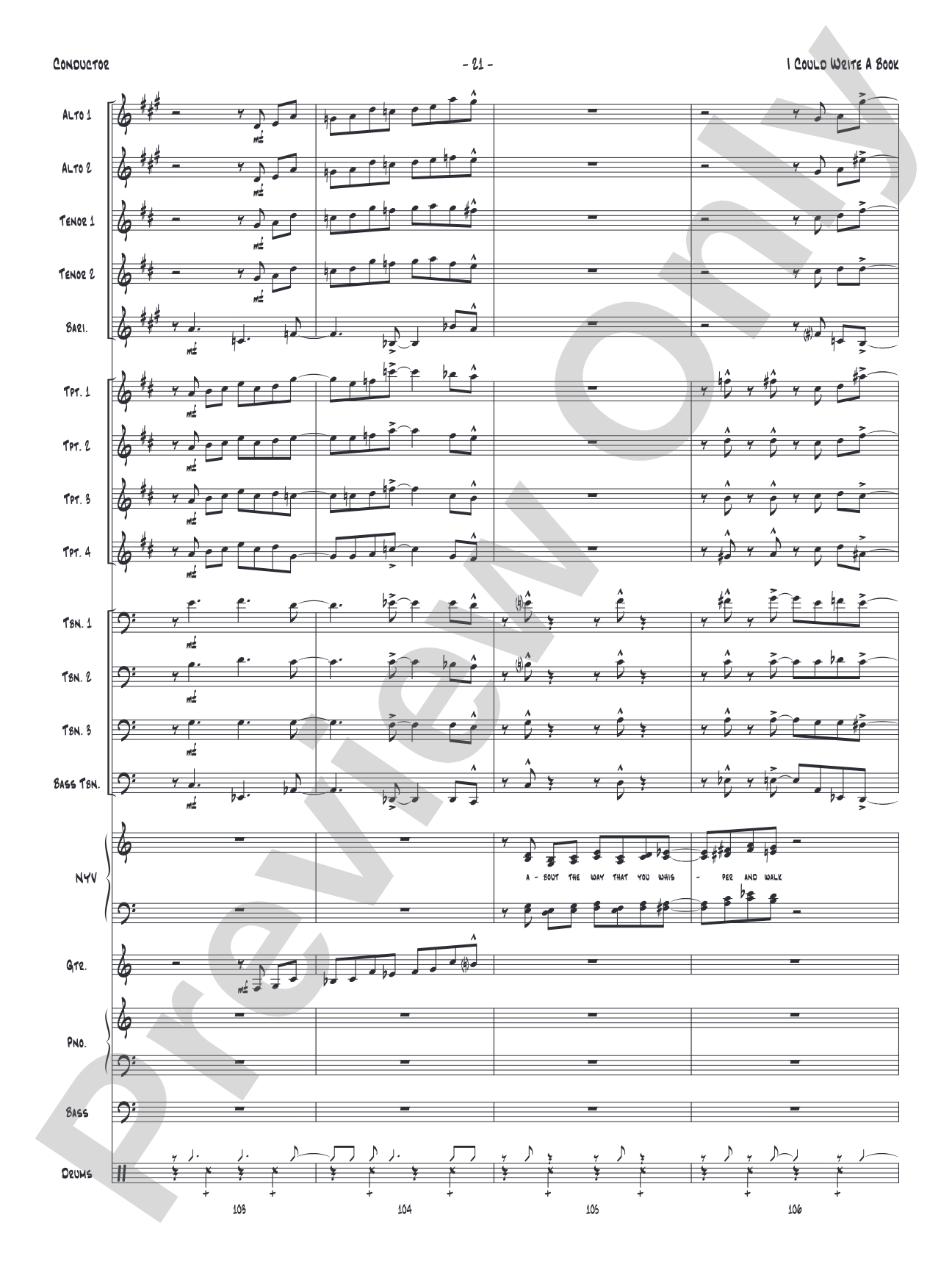 I Could Write a Book: Vocal Solo with Jazz Ensemble Conductor Score & Parts