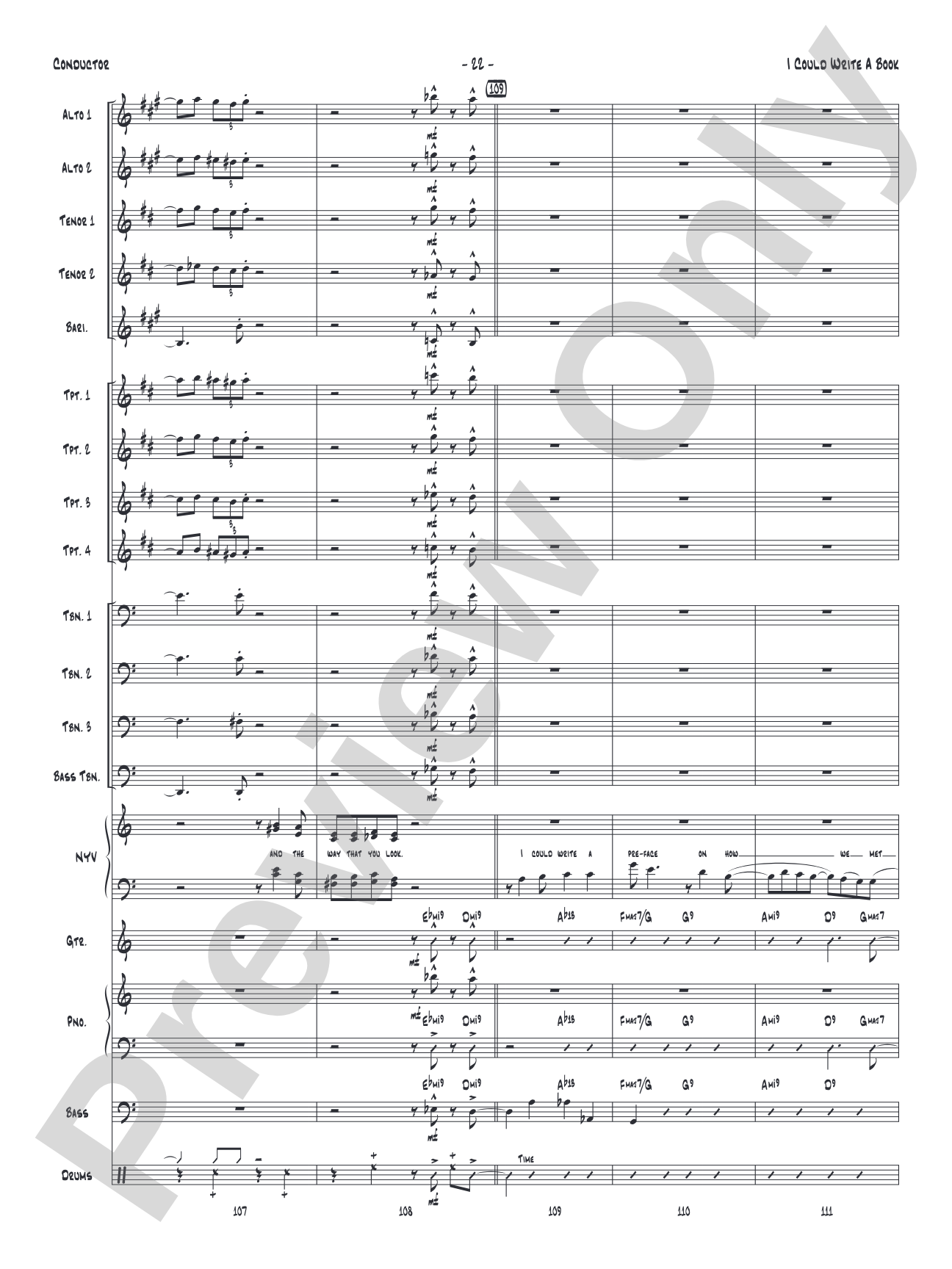 I Could Write a Book: Vocal Solo with Jazz Ensemble Conductor Score & Parts