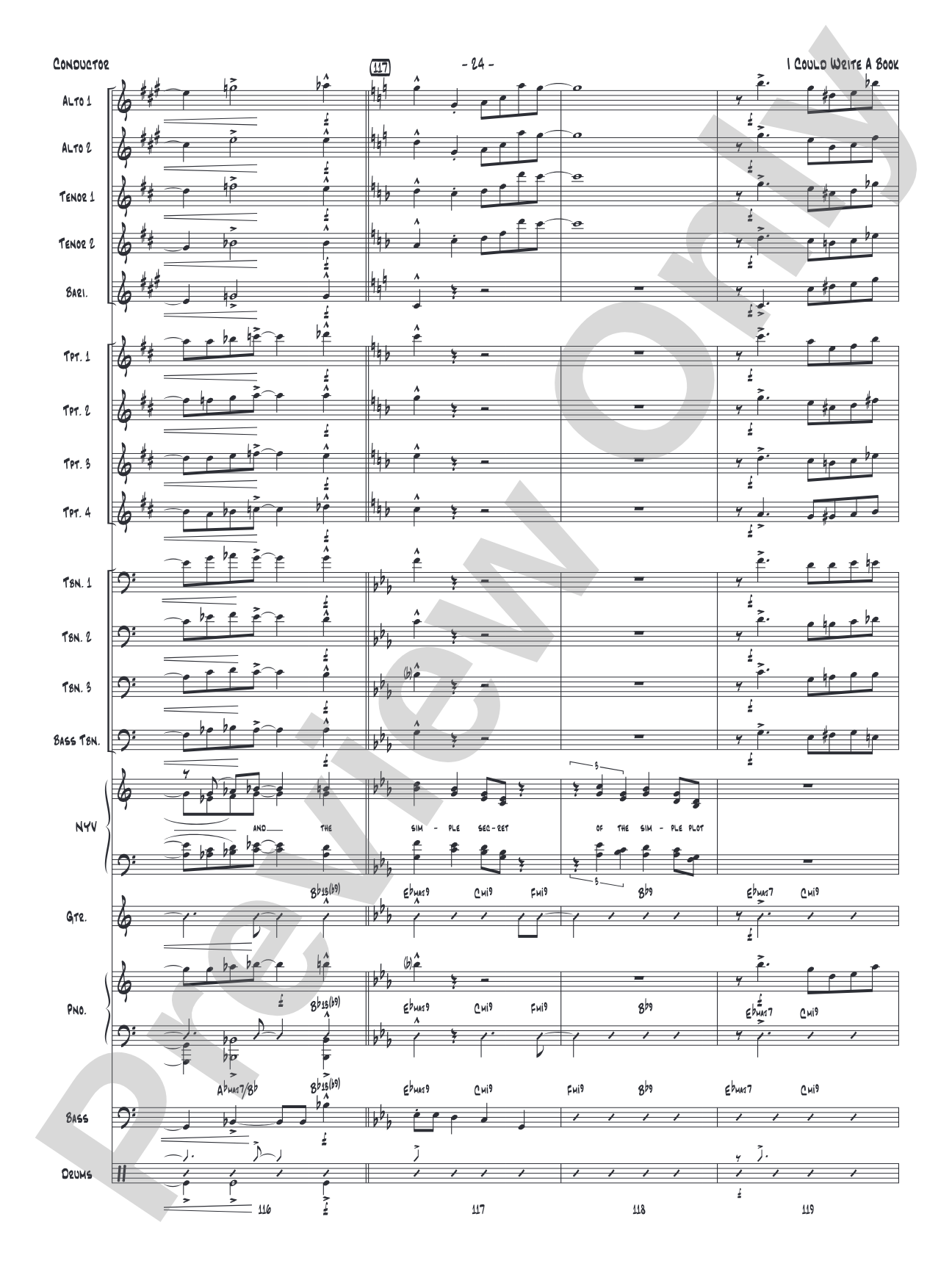 I Could Write a Book: Vocal Solo with Jazz Ensemble Conductor Score & Parts