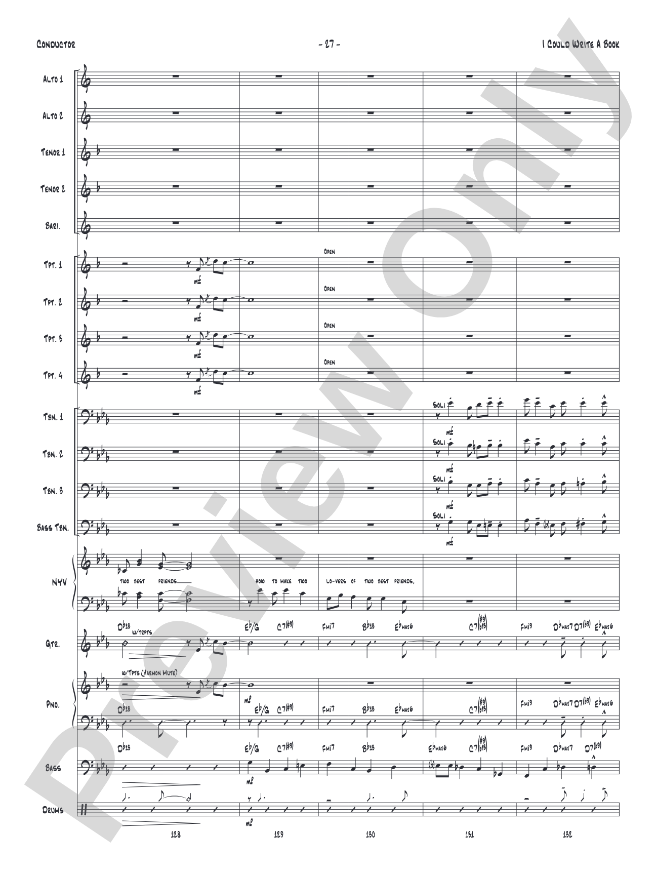 I Could Write a Book: Vocal Solo with Jazz Ensemble Conductor Score & Parts