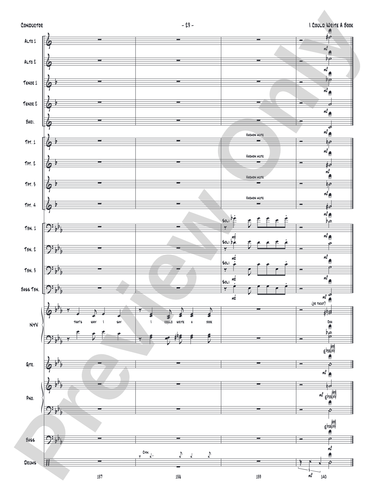 I Could Write a Book: Vocal Solo with Jazz Ensemble Conductor Score & Parts