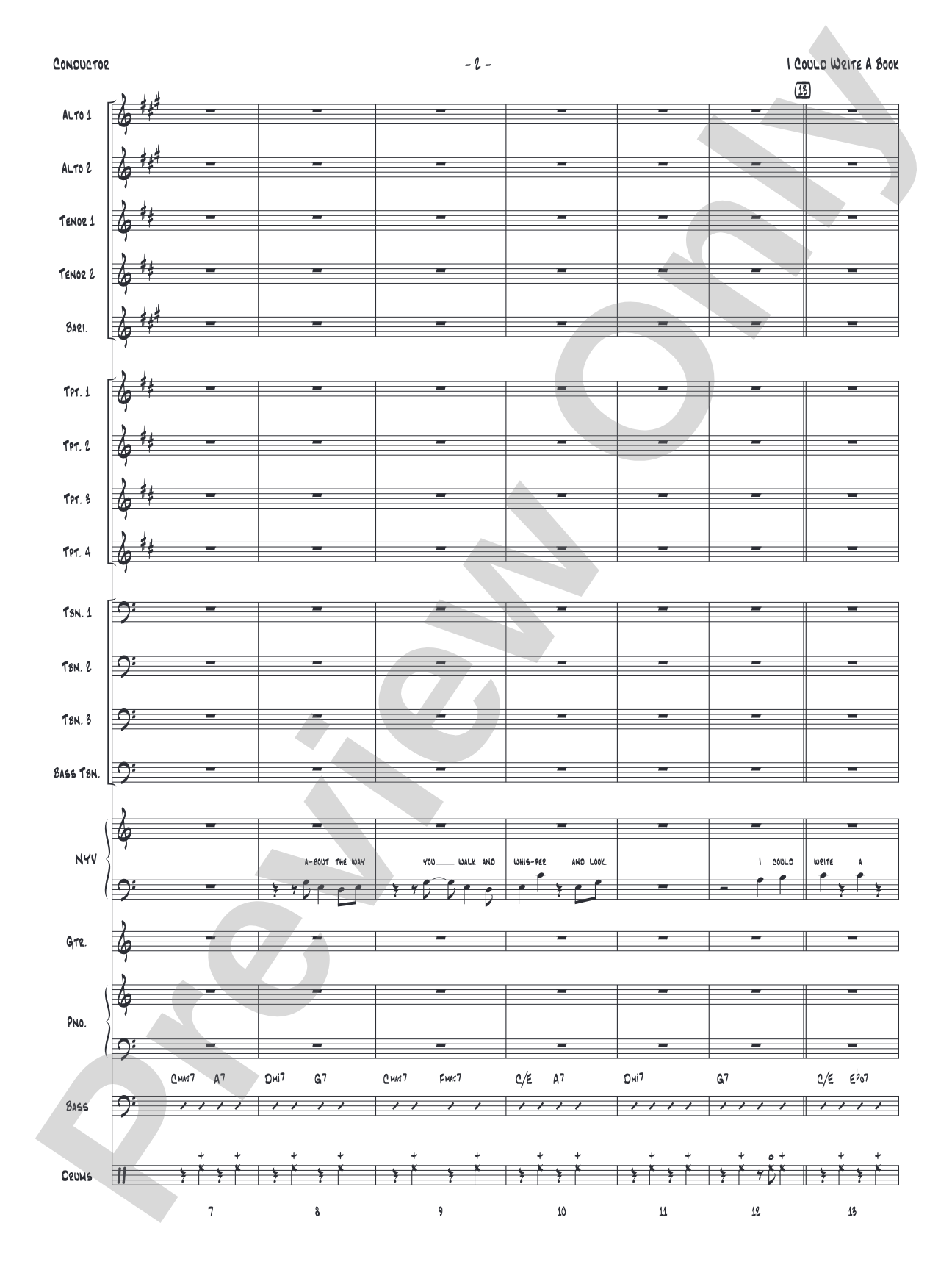 I Could Write a Book: Vocal Solo with Jazz Ensemble Conductor Score & Parts