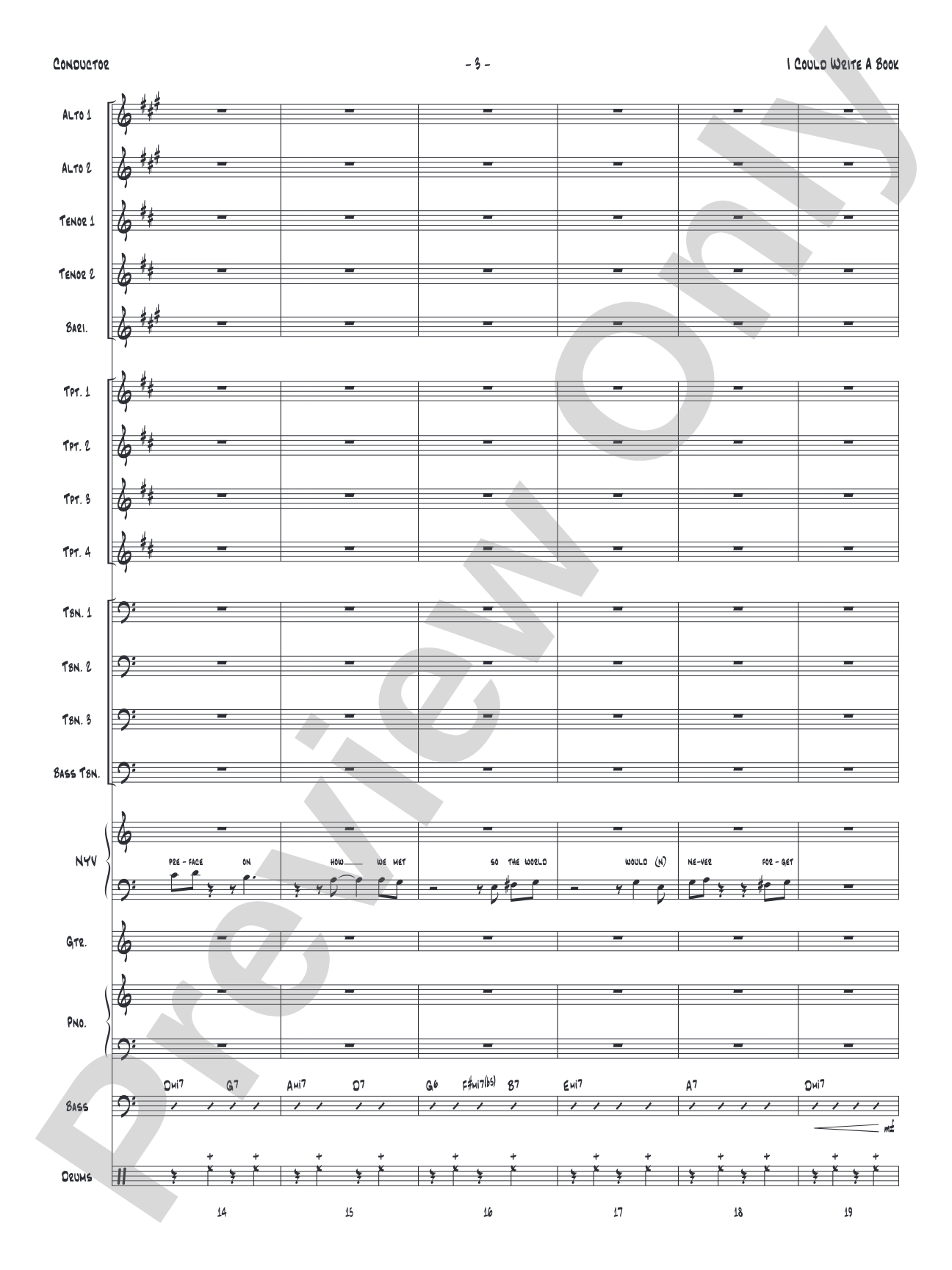 I Could Write a Book: Vocal Solo with Jazz Ensemble Conductor Score & Parts