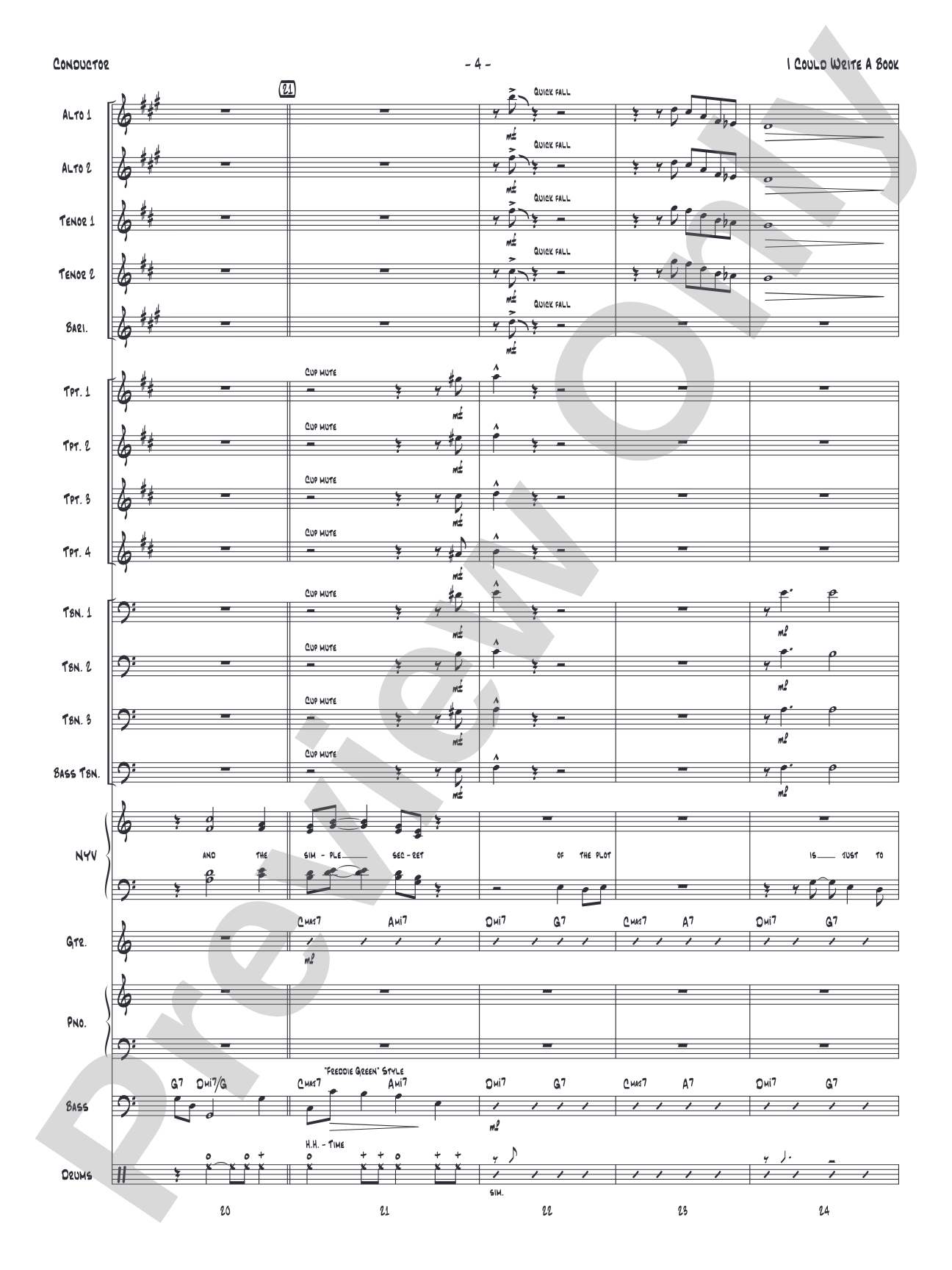 I Could Write a Book: Vocal Solo with Jazz Ensemble Conductor Score & Parts
