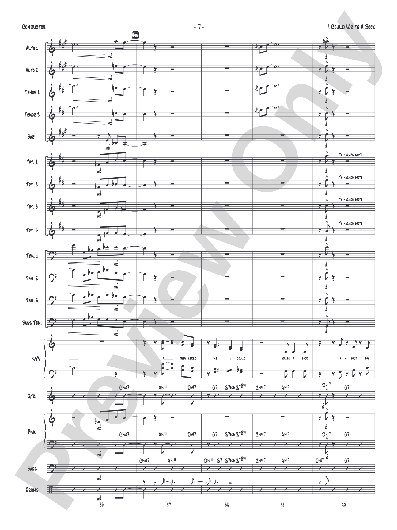 I Could Write a Book: Vocal Solo with Jazz Ensemble Conductor Score & Parts