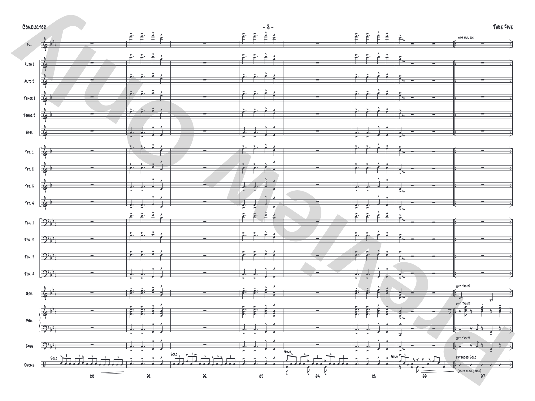 Take Five: Jazz Ensemble Conductor Score & Parts