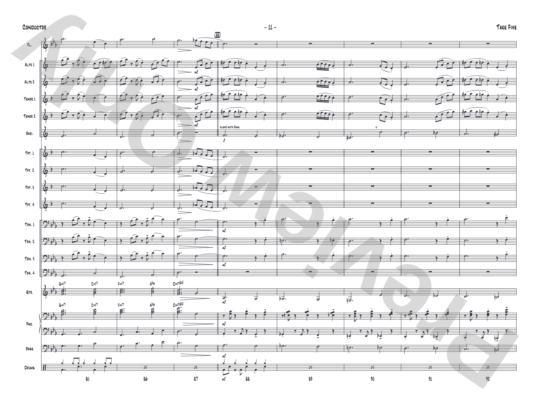Take Five: Jazz Ensemble Conductor Score & Parts