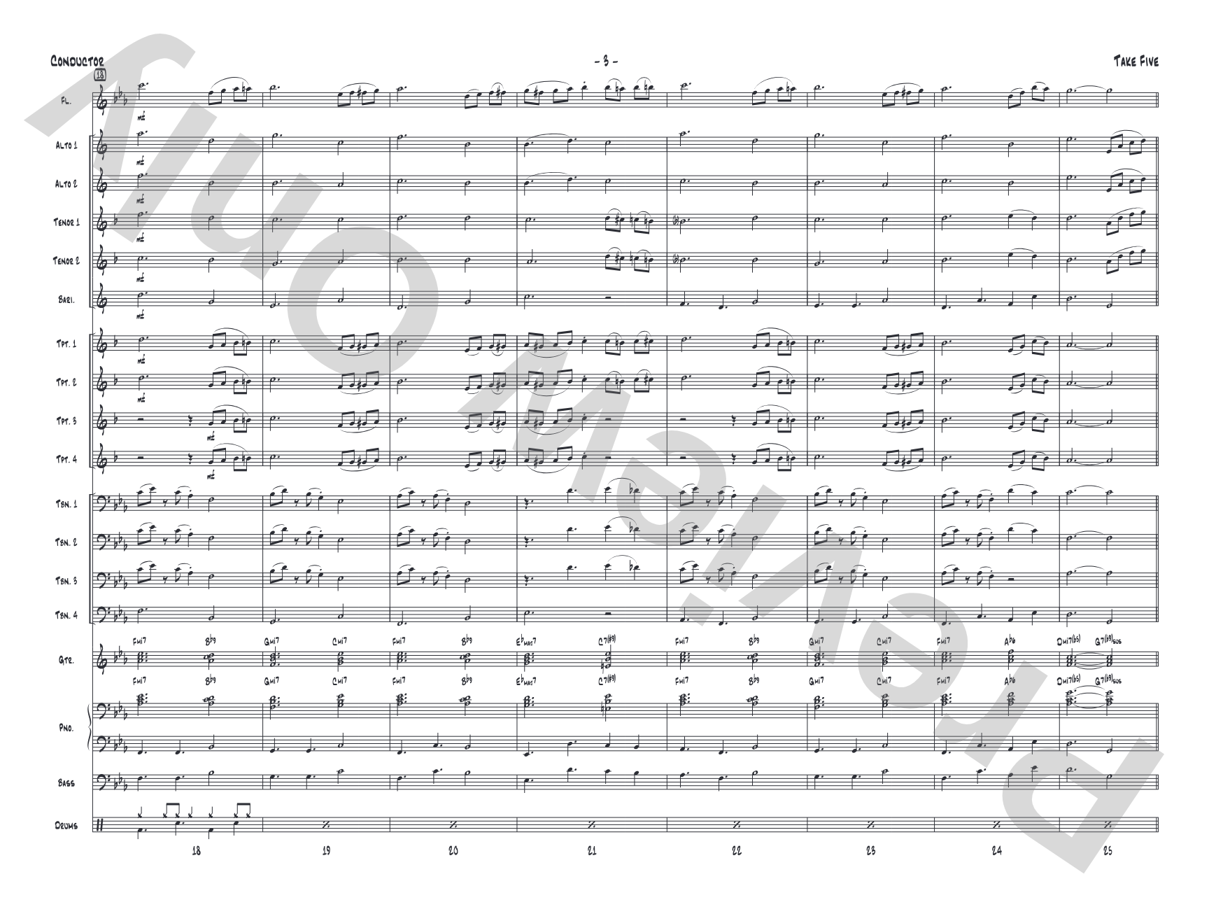 Take Five: Jazz Ensemble Conductor Score & Parts