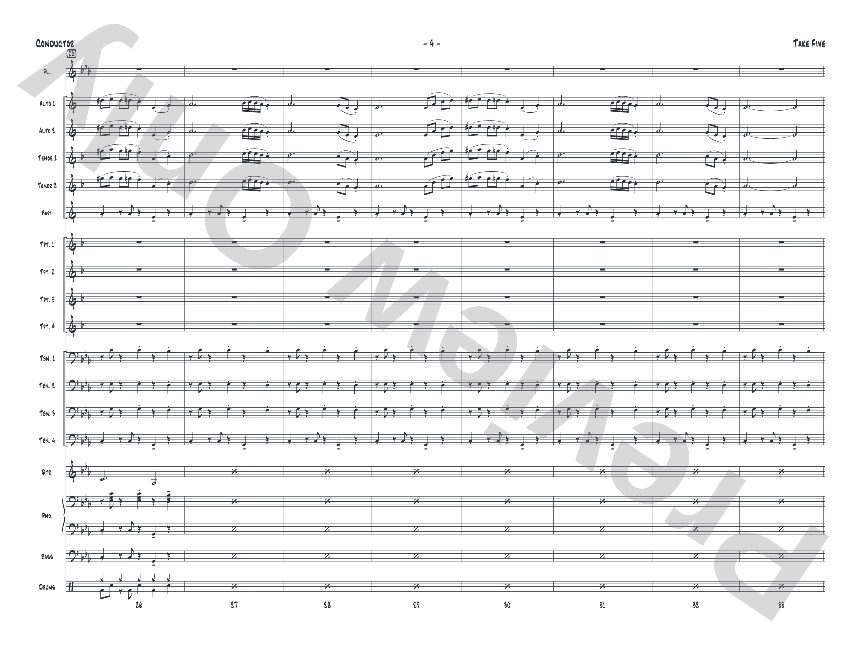 Take Five: Jazz Ensemble Conductor Score & Parts