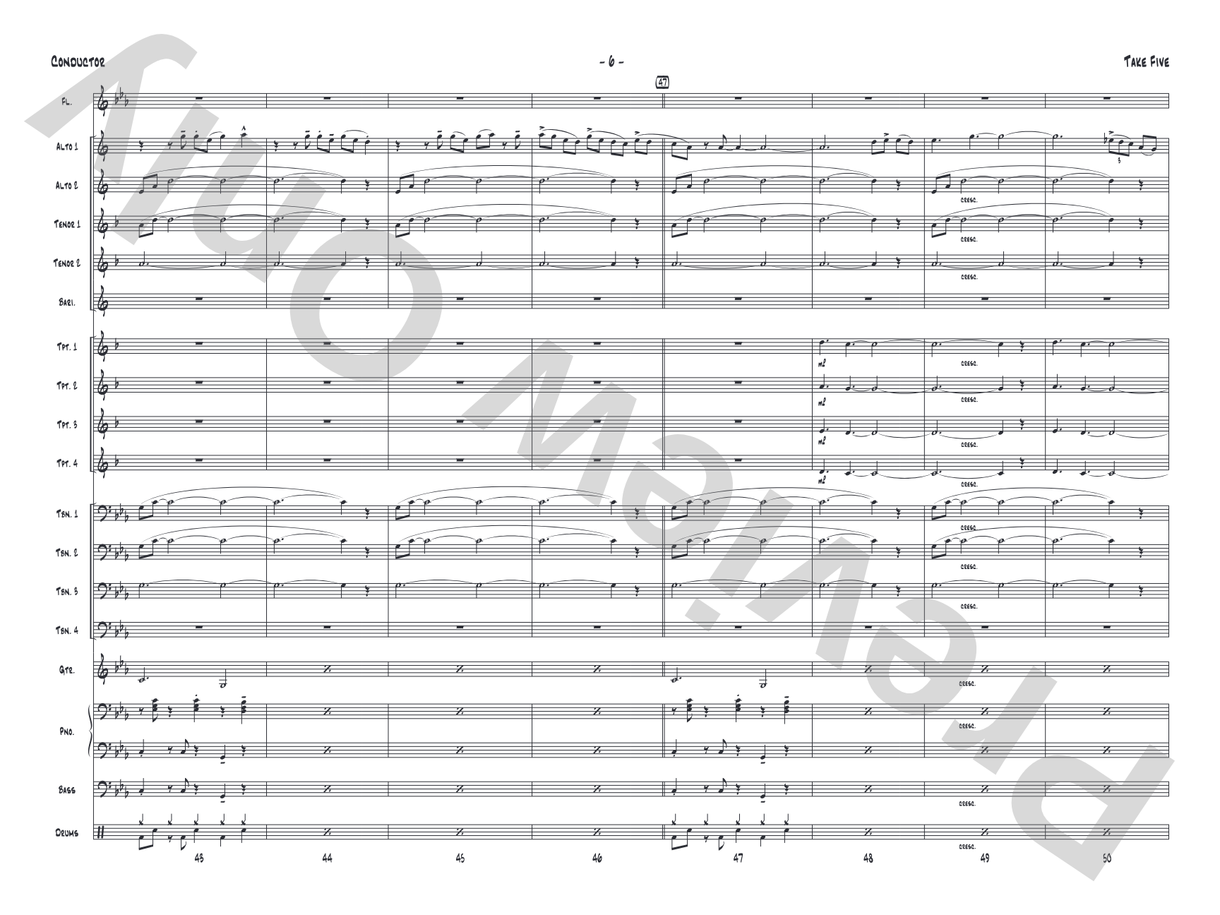 Take Five: Jazz Ensemble Conductor Score & Parts