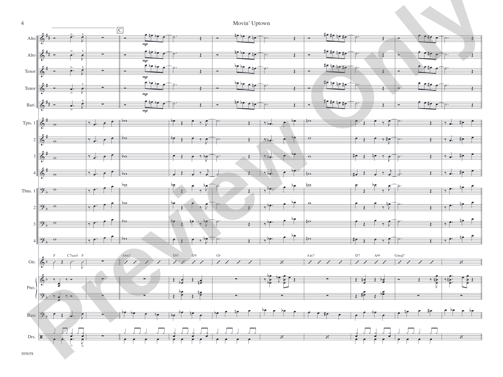 Movin' Uptown: Jazz Ensemble Conductor Score & Parts