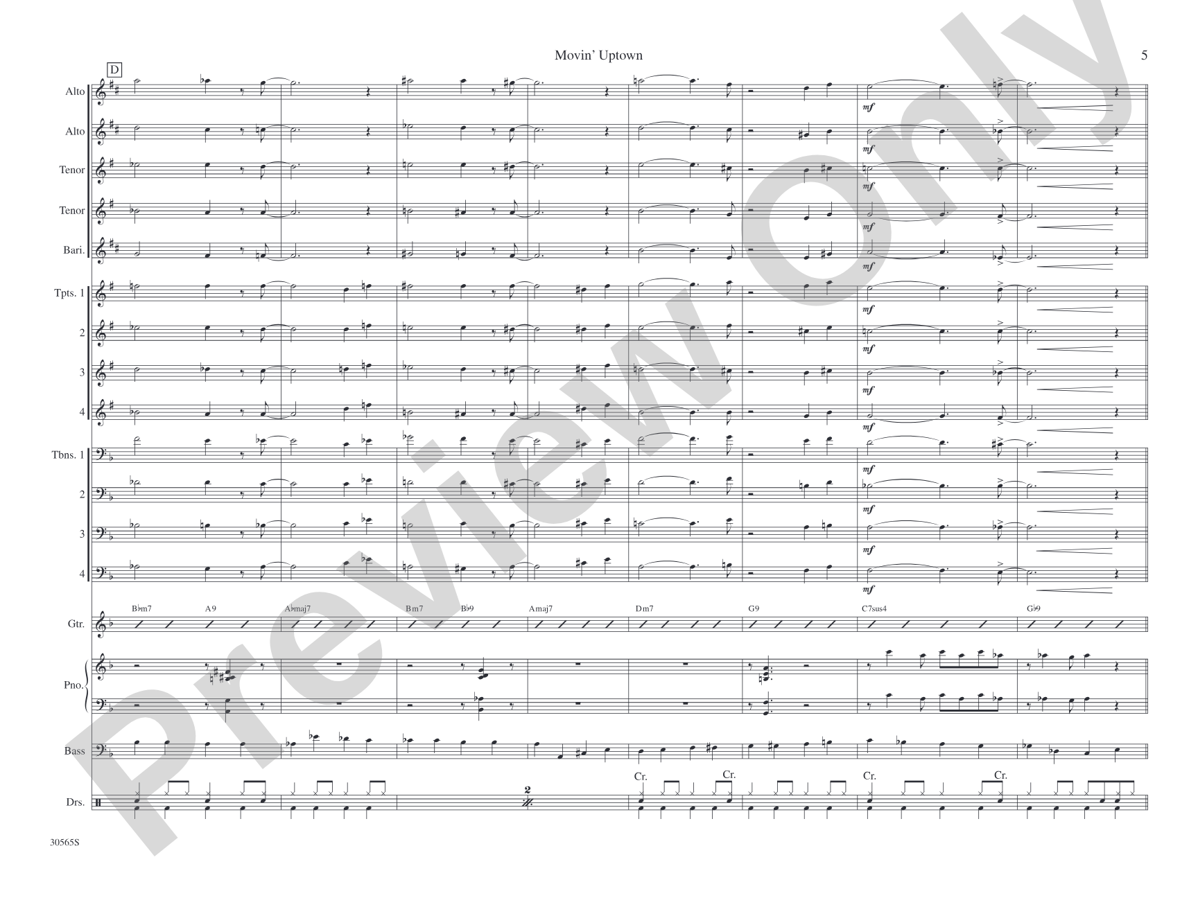 Movin' Uptown: Jazz Ensemble Conductor Score & Parts