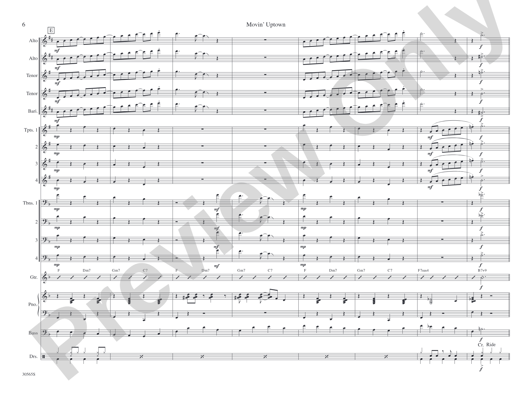 Movin' Uptown: Jazz Ensemble Conductor Score & Parts