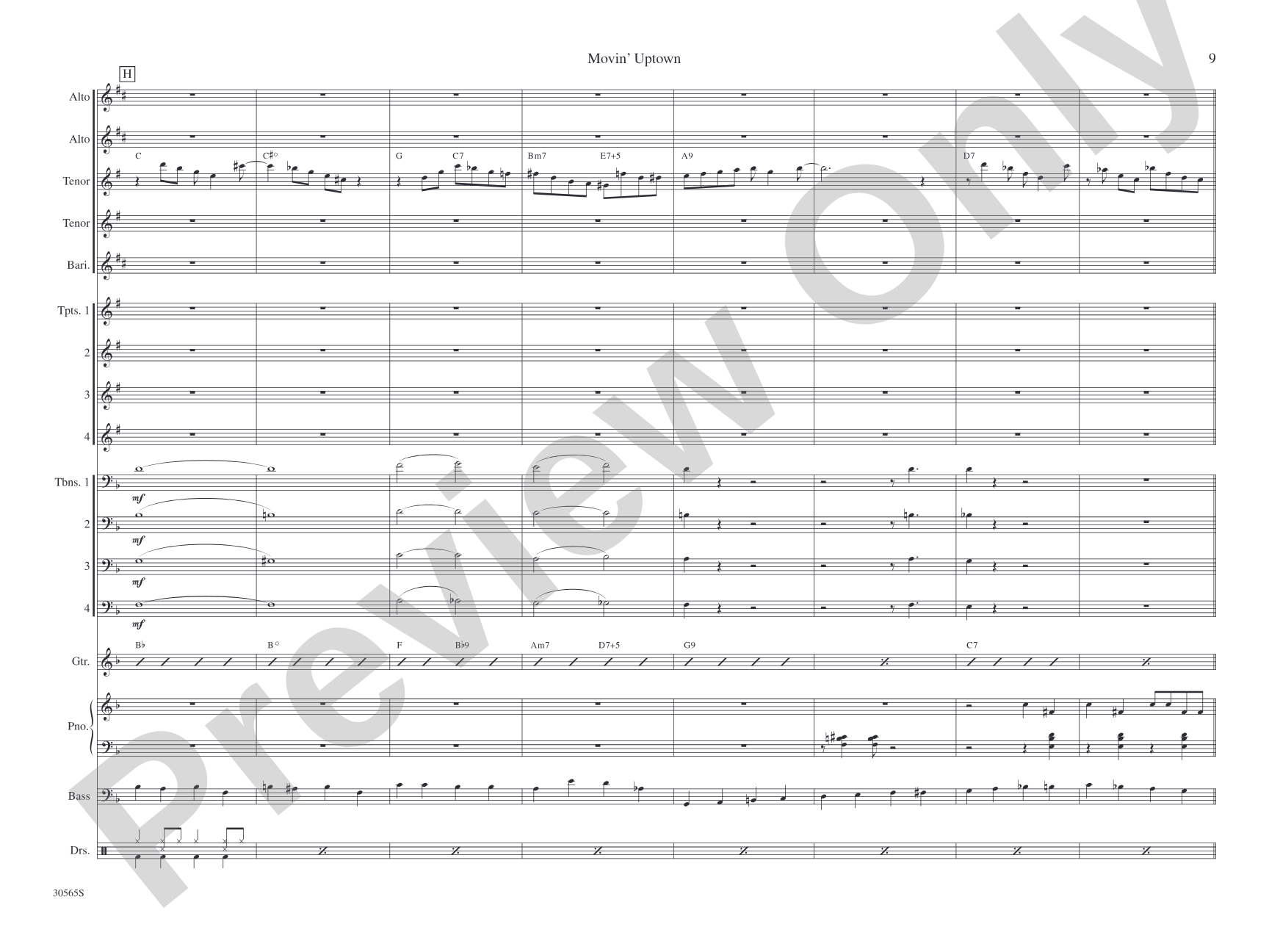 Movin' Uptown: Jazz Ensemble Conductor Score & Parts