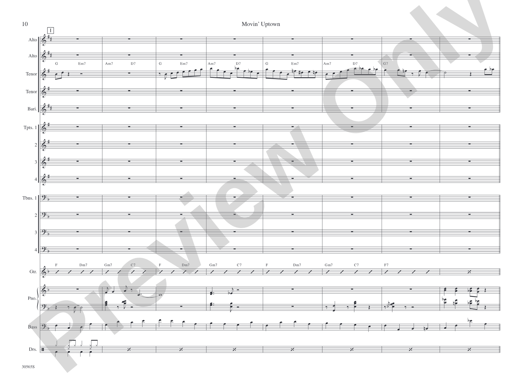 Movin' Uptown: Jazz Ensemble Conductor Score & Parts