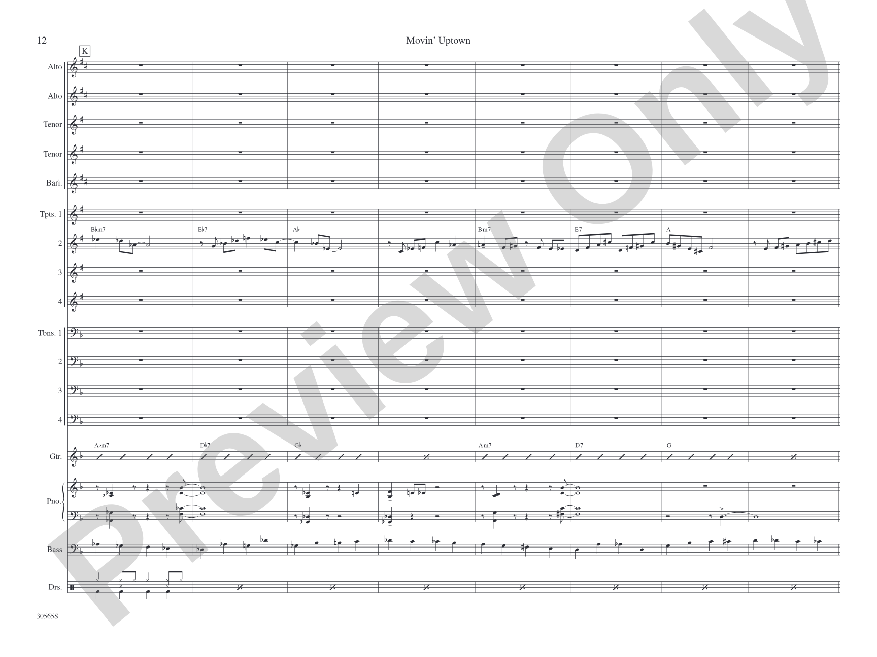 Movin' Uptown: Jazz Ensemble Conductor Score & Parts