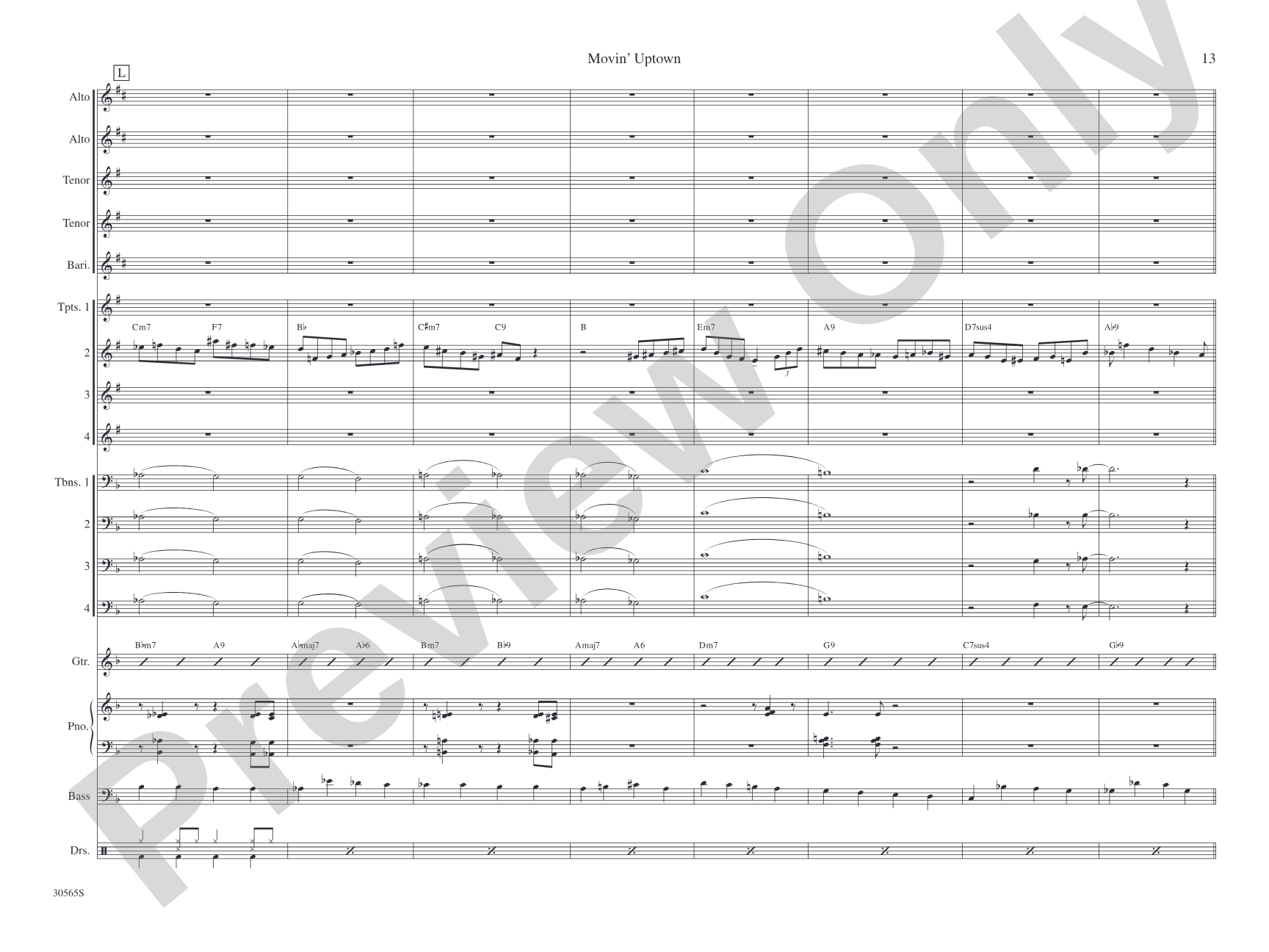 Movin' Uptown: Jazz Ensemble Conductor Score & Parts