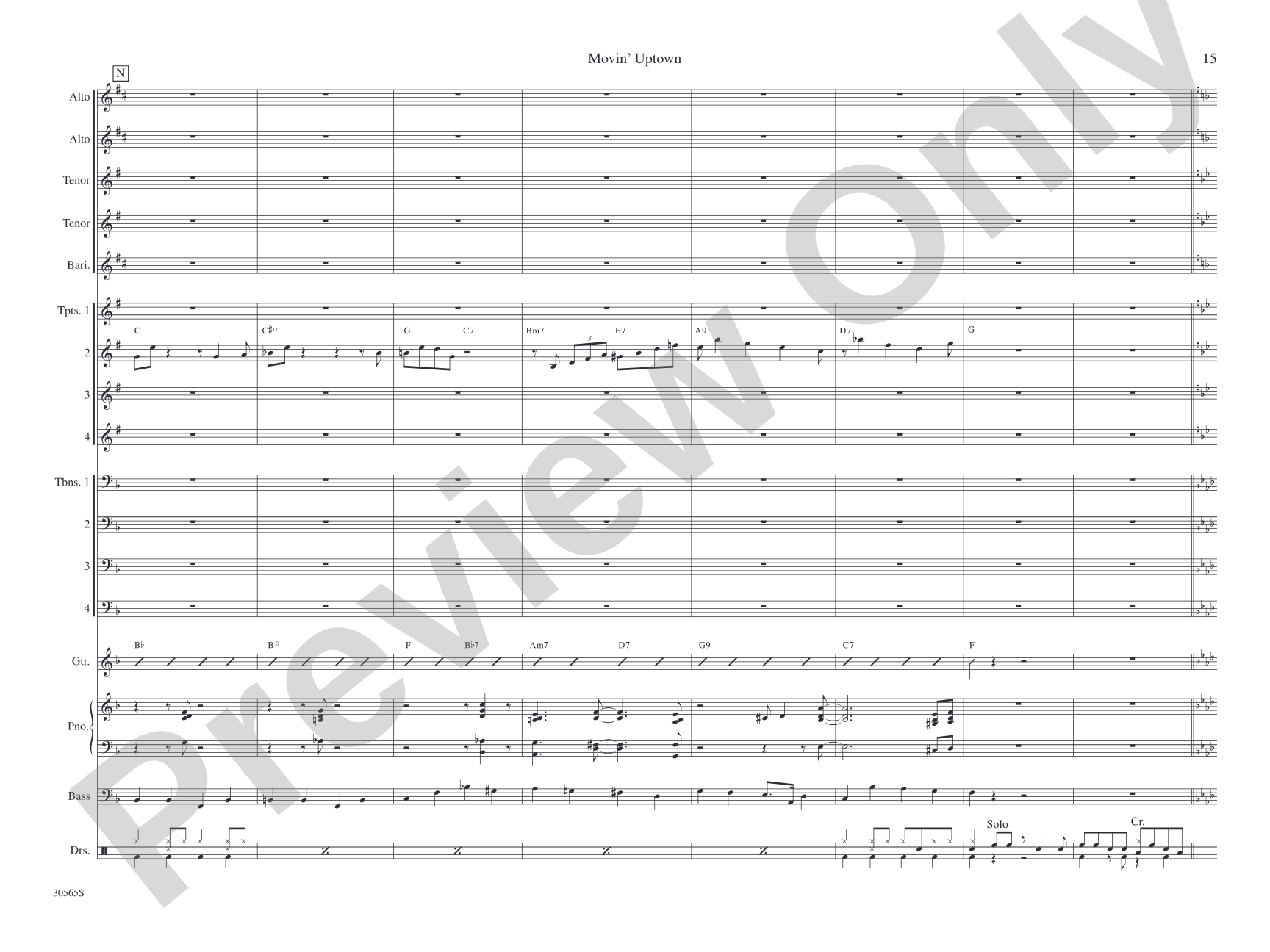 Movin' Uptown: Jazz Ensemble Conductor Score & Parts