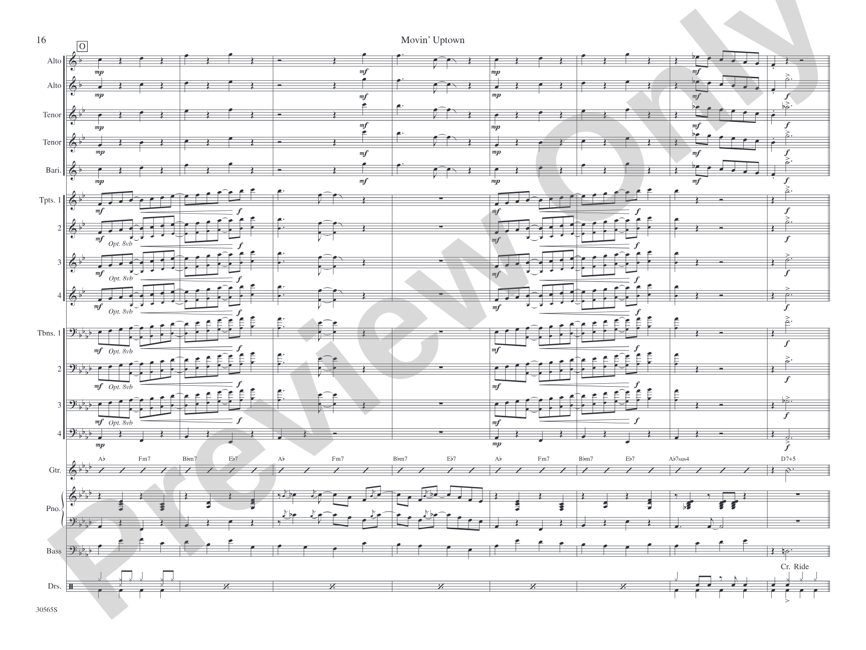 Movin' Uptown: Jazz Ensemble Conductor Score & Parts