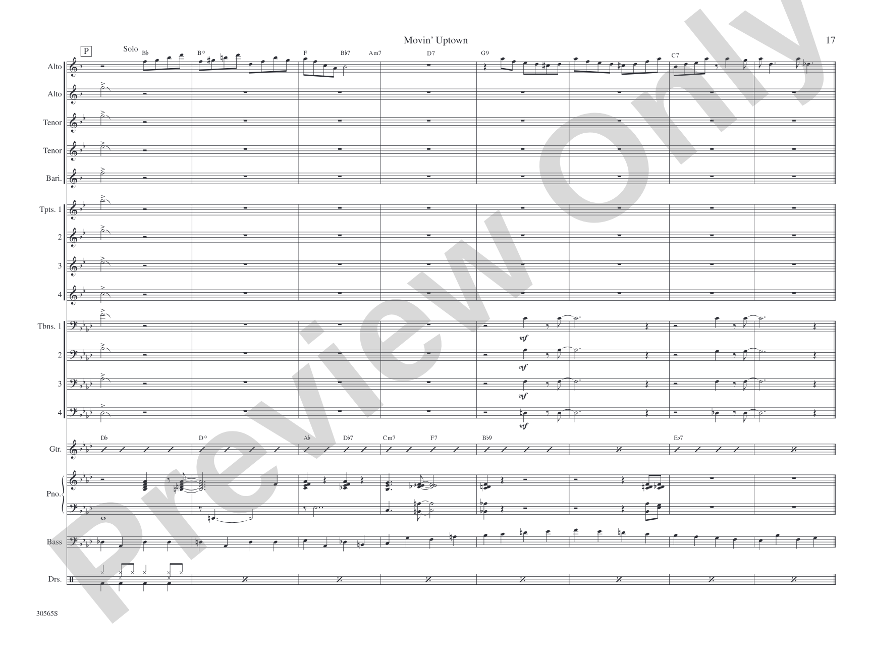 Movin' Uptown: Jazz Ensemble Conductor Score & Parts