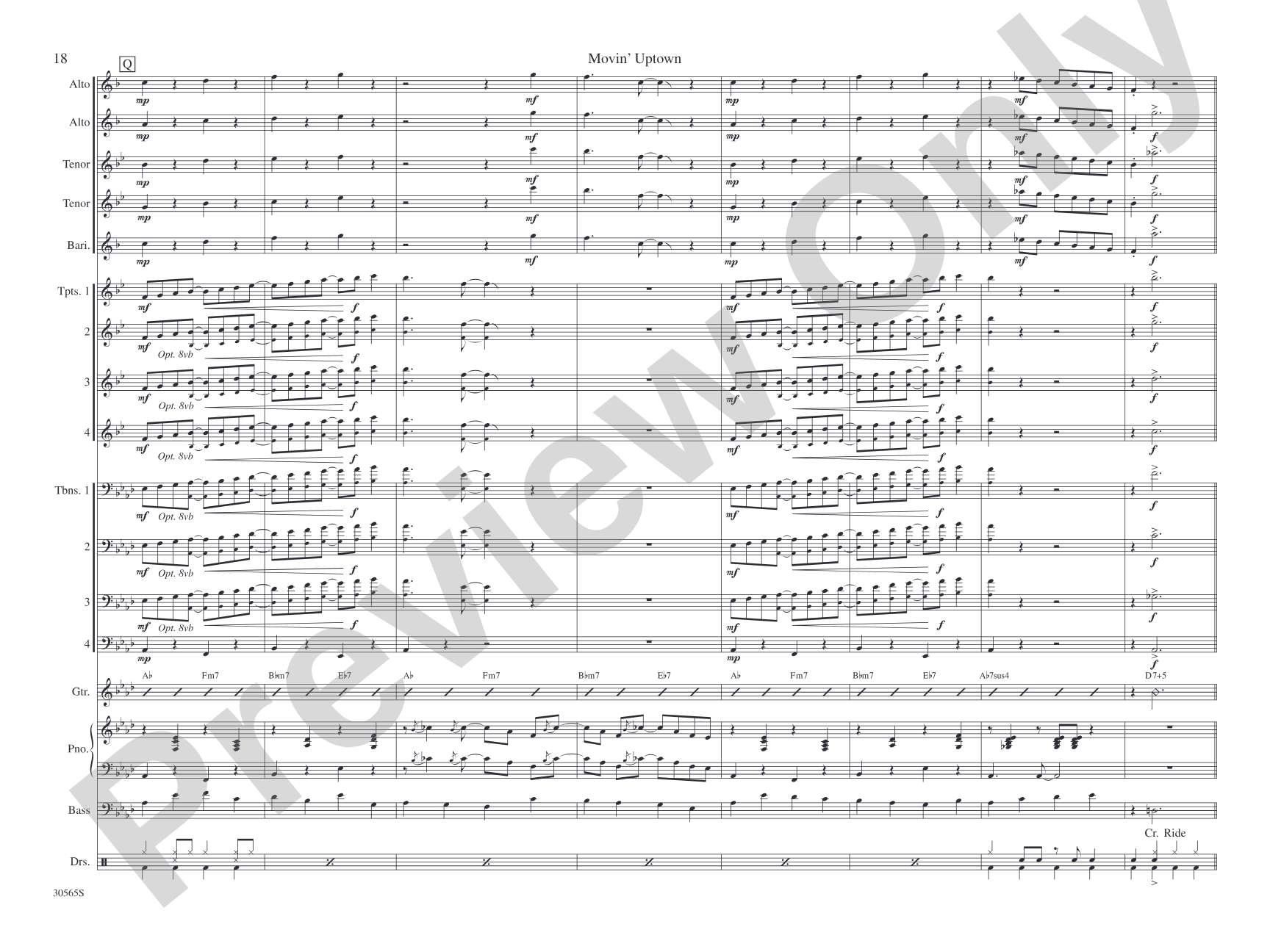Movin' Uptown: Jazz Ensemble Conductor Score & Parts