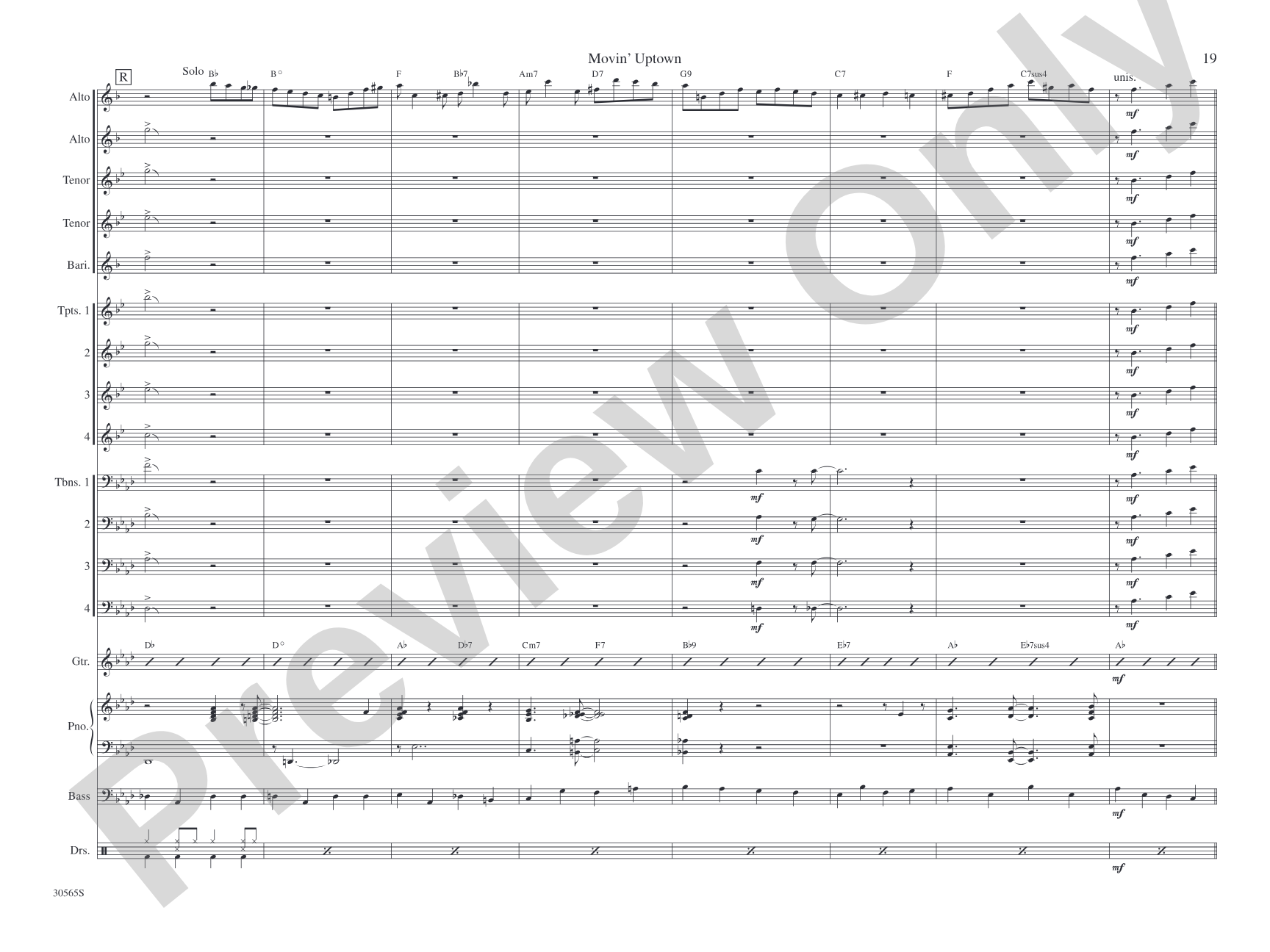 Movin' Uptown: Jazz Ensemble Conductor Score & Parts