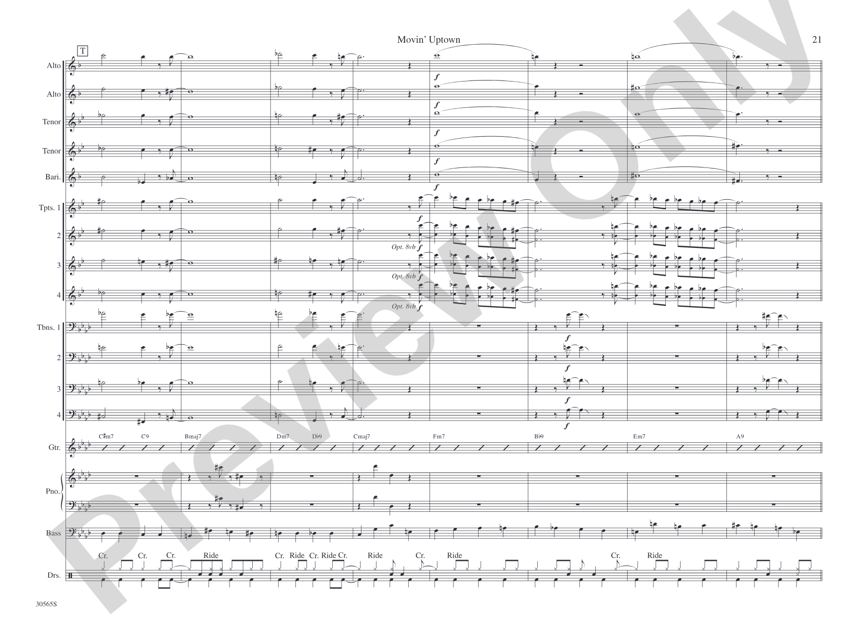 Movin' Uptown: Jazz Ensemble Conductor Score & Parts