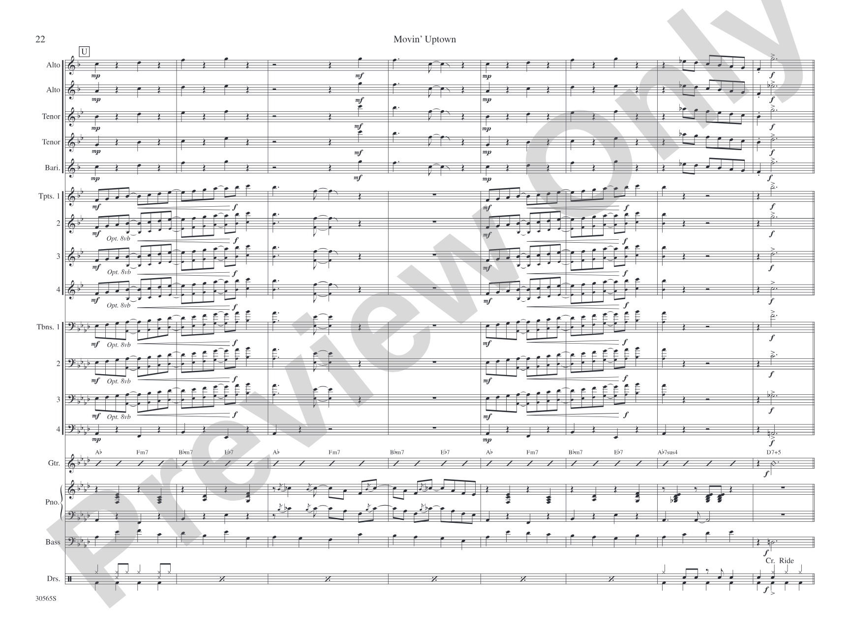 Movin' Uptown: Jazz Ensemble Conductor Score & Parts