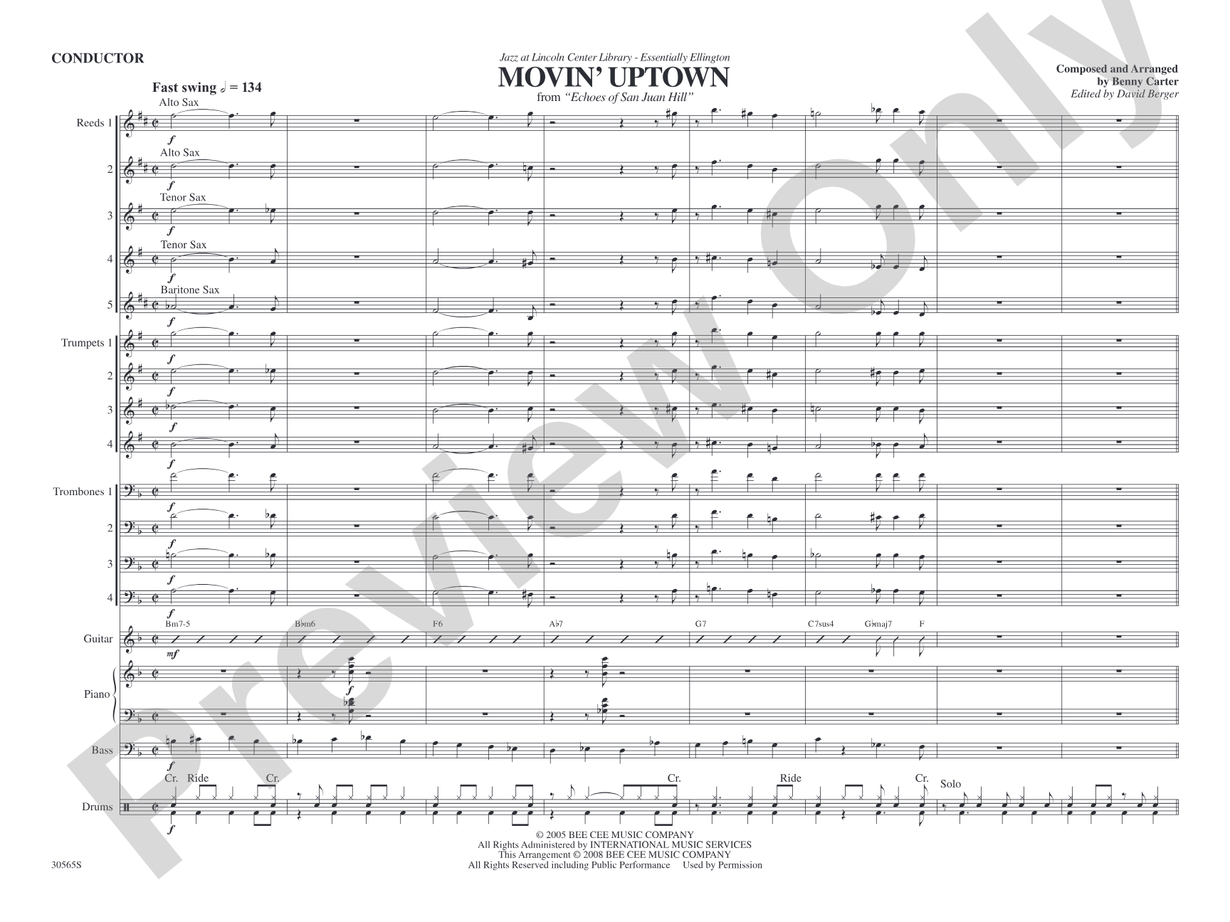 Movin' Uptown: Jazz Ensemble Conductor Score & Parts
