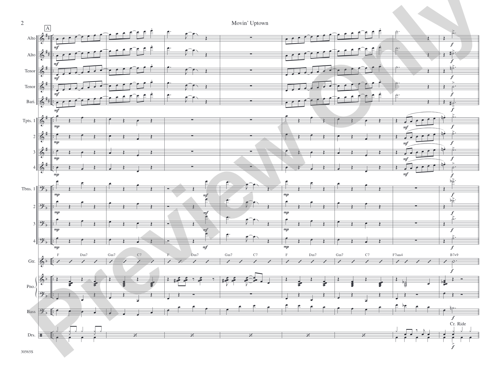 Movin' Uptown: Jazz Ensemble Conductor Score & Parts
