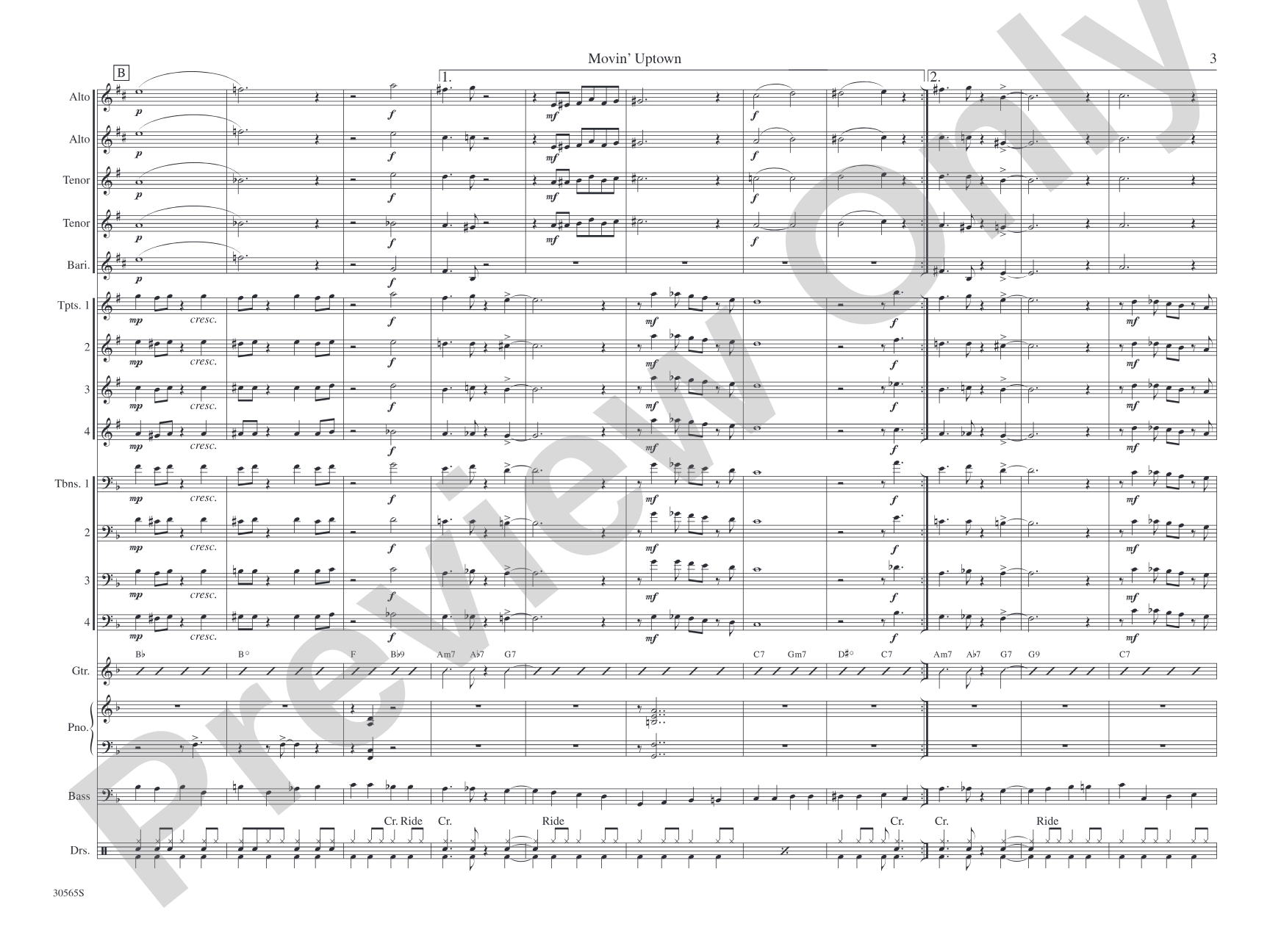 Movin' Uptown: Jazz Ensemble Conductor Score & Parts
