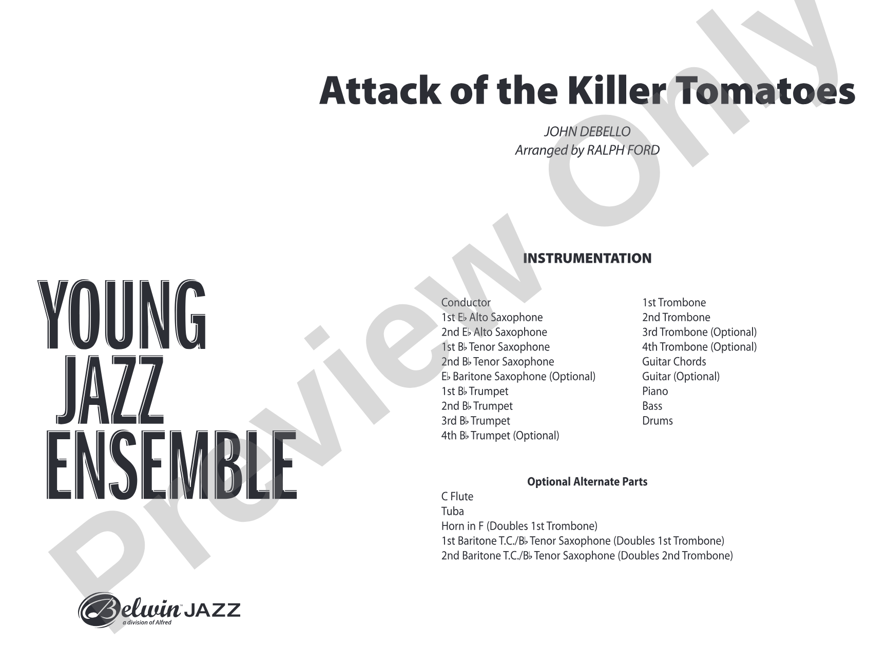 Attack of the Killer Tomatoes: Jazz Ensemble Conductor Score & Parts